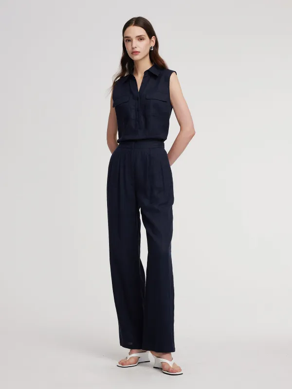 100% Linen Straight Leg Women Pants sold by Goelia