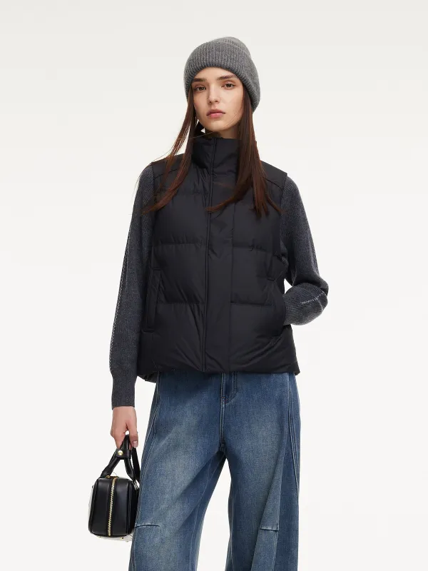 Stand Collar Zip-Up Goose Down Vest sold by Goelia