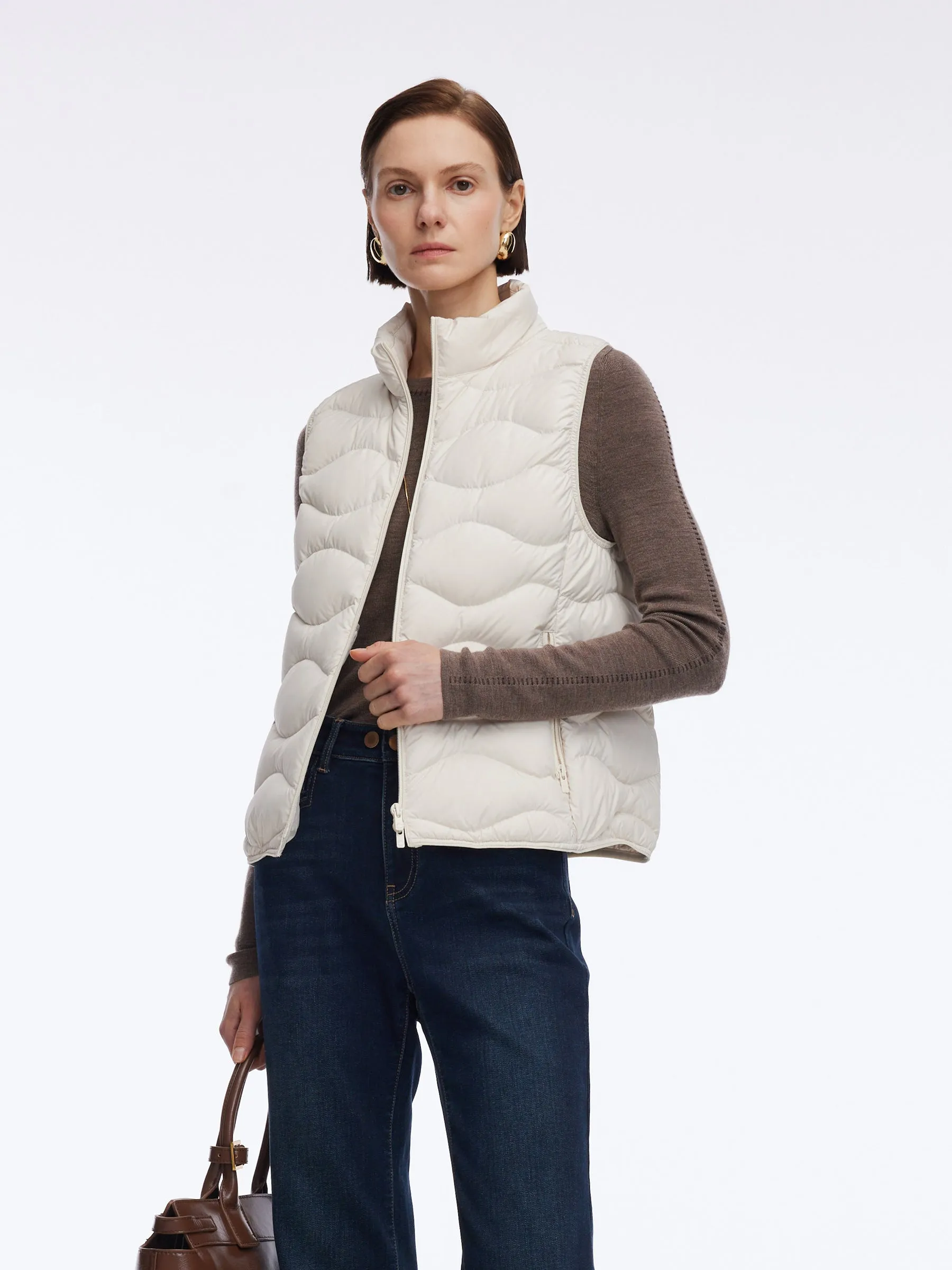 Lightweight Packable Zip-Up Women Goose Down Vest sold by Goelia