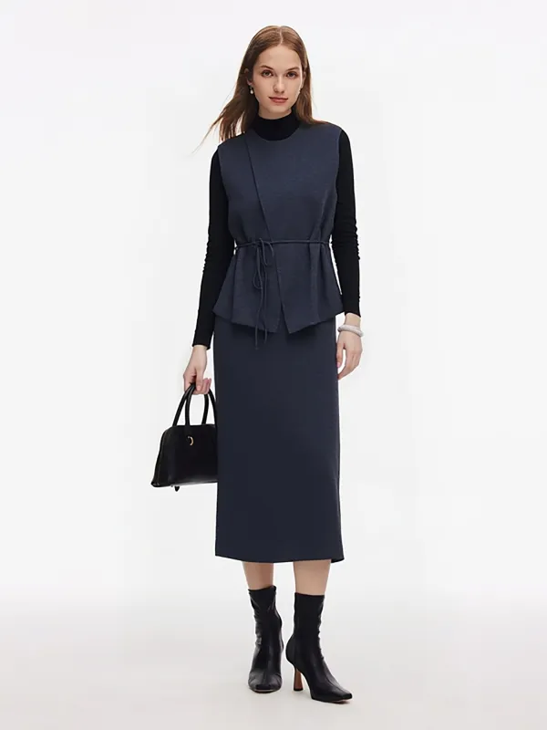 Knit Tank And Skirt And Long Sleeve Top Three-Piece Set sold by Goelia