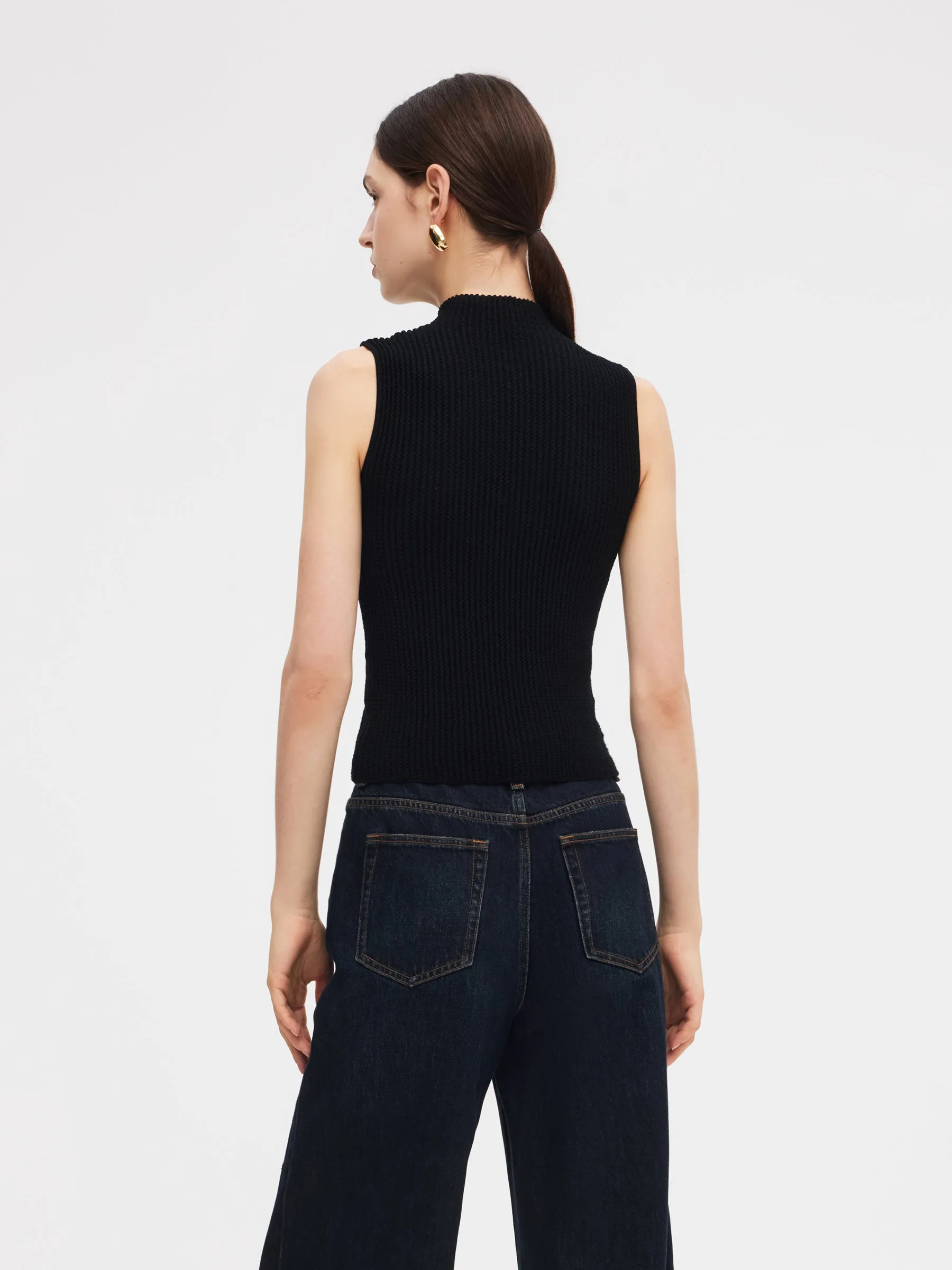 100% Machine Washable Wool Mock Neck Women Knit Tank Top sold by Goelia product image thumbnail 3