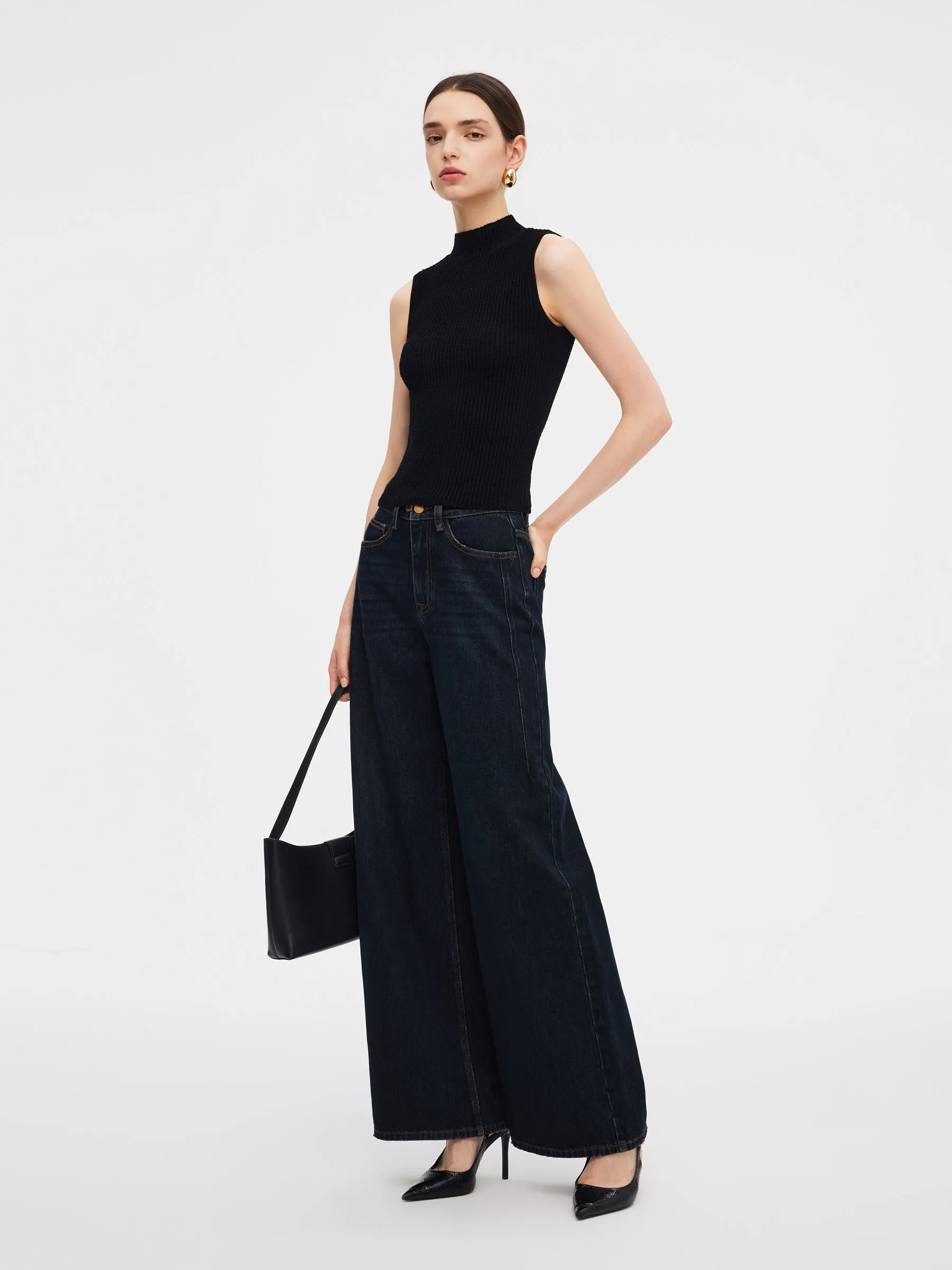 100% Machine Washable Wool Mock Neck Women Knit Tank Top sold by Goelia product image thumbnail 2