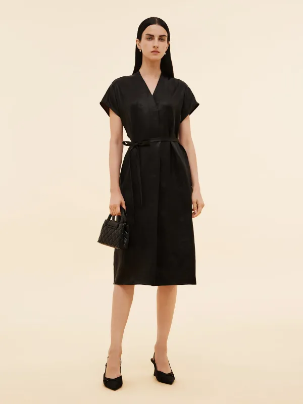 19MM Xiang Yun Silk V-Neck Women Midi Dress sold by Goelia