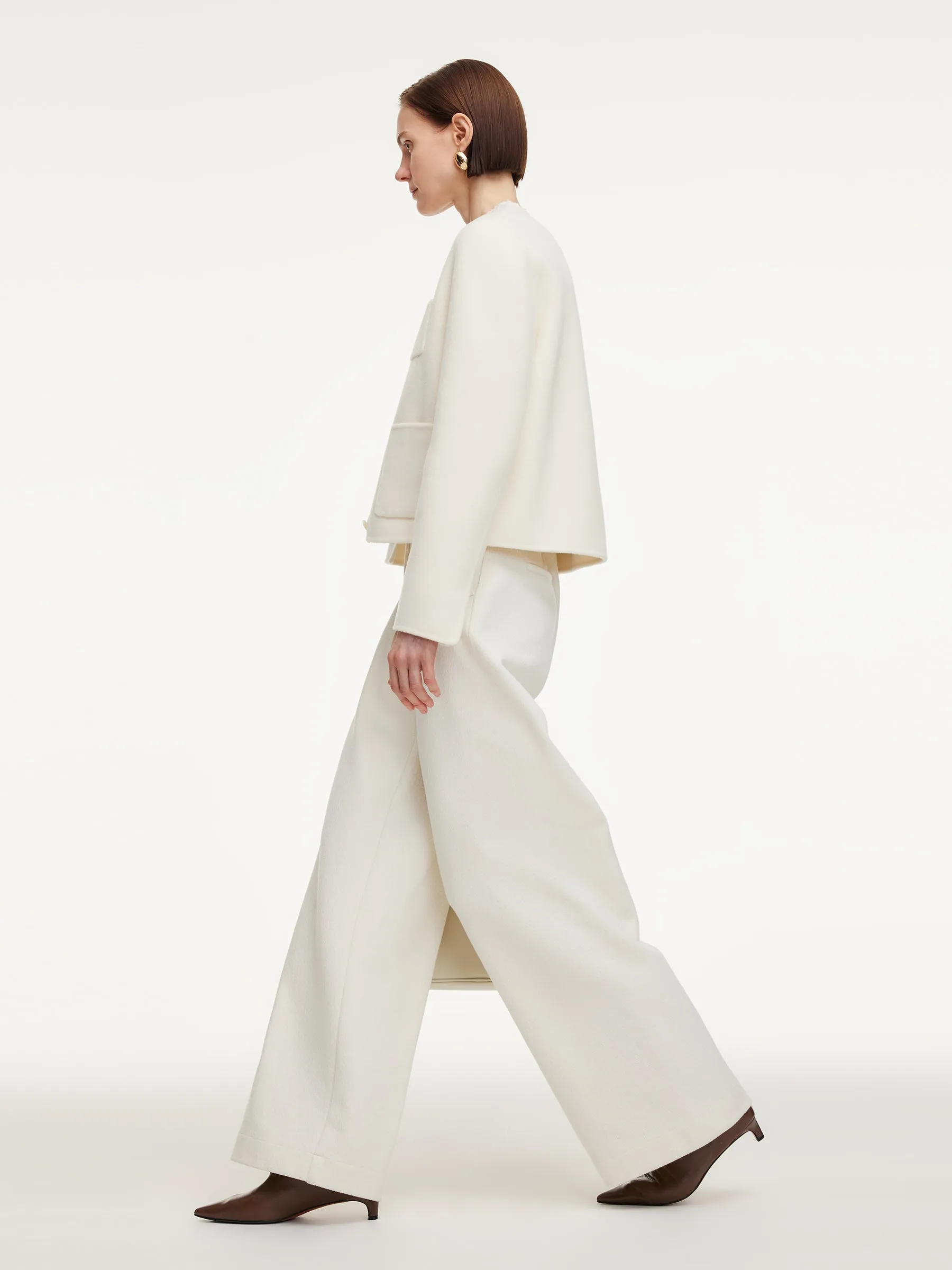 Cashmere Wool Blend Double-Faced Women Crop Jacket sold by Goelia product image thumbnail 3