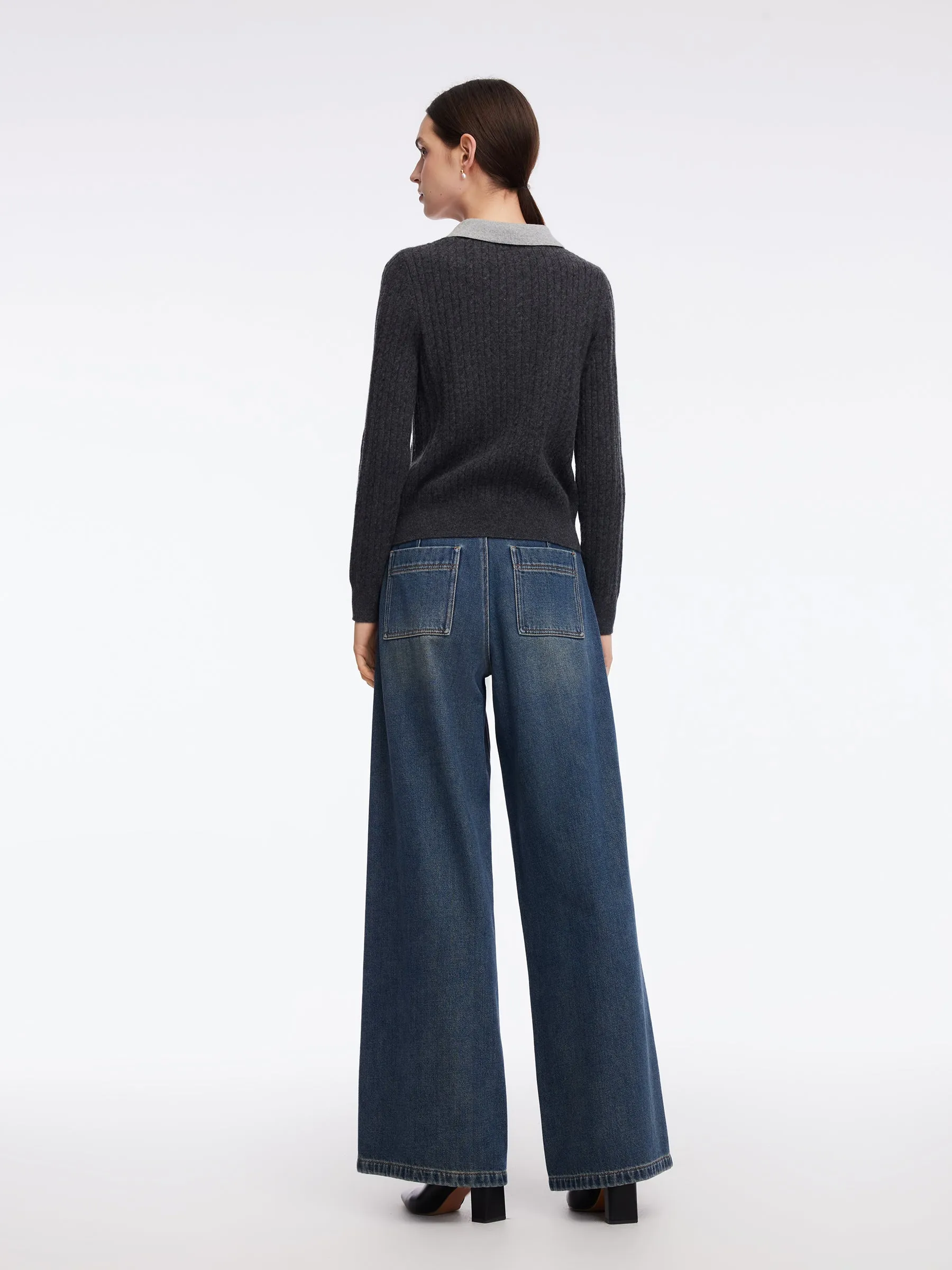 100% Wool Faux Two-Piece Lapel Women Knit Top sold by Goelia product image thumbnail 3