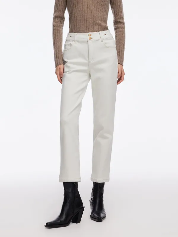 Denim Fleece Lined Women Ankle Length Jeans sold by Goelia