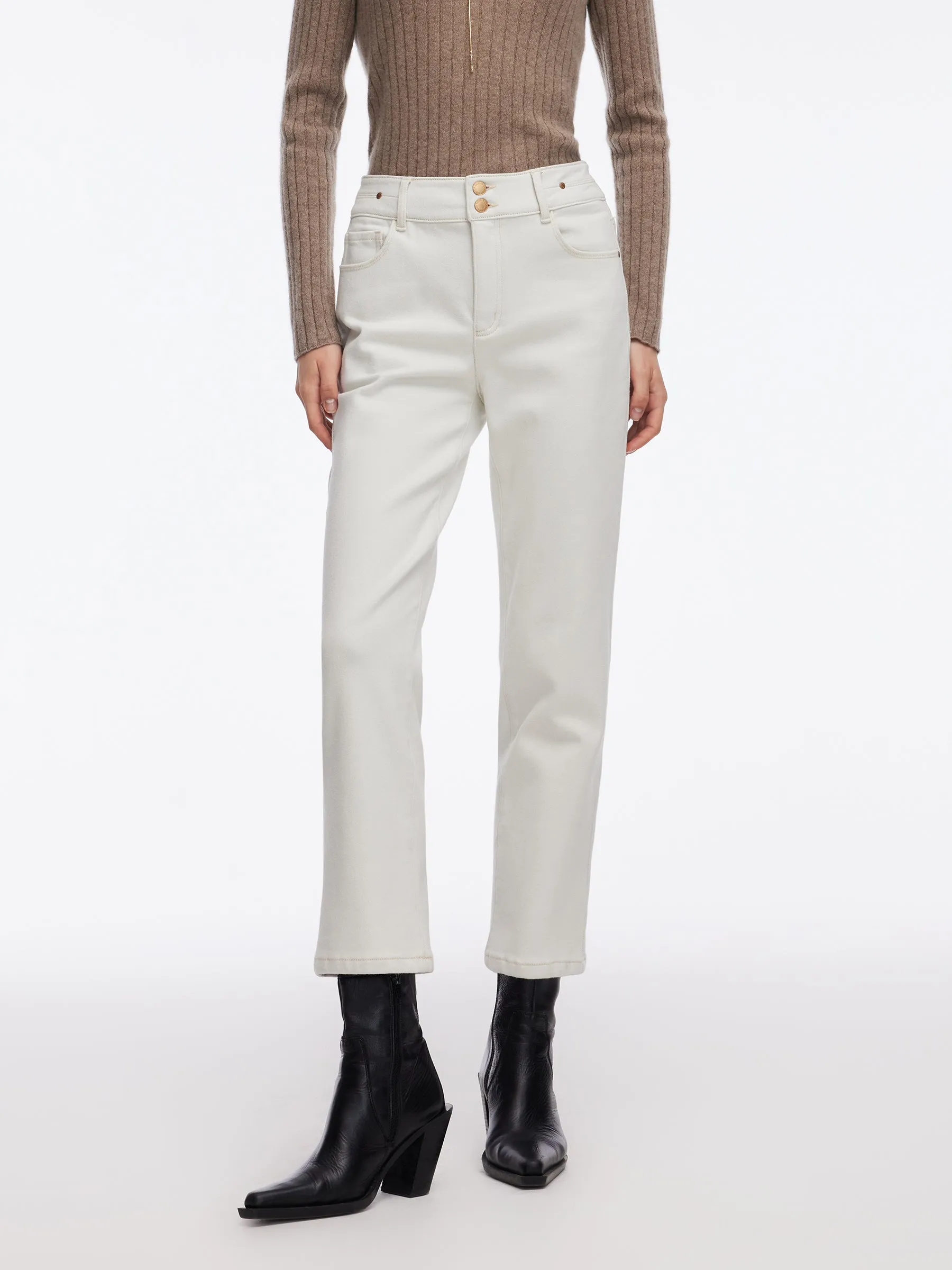 Denim Fleece Lined Women Ankle Length Jeans sold by Goelia