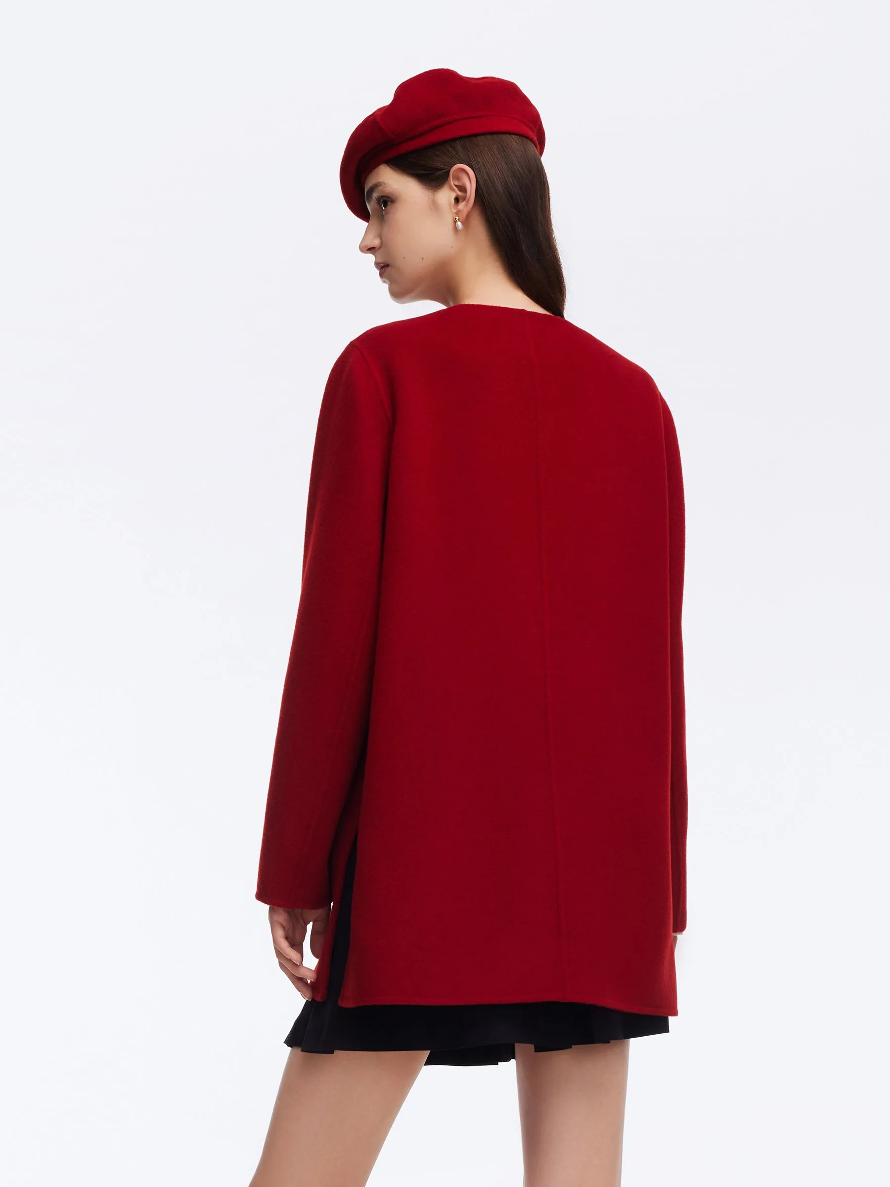 Tencel Wool Blend Double-Faced Women Coat With Fringe Scarf sold by Goelia product image thumbnail 4