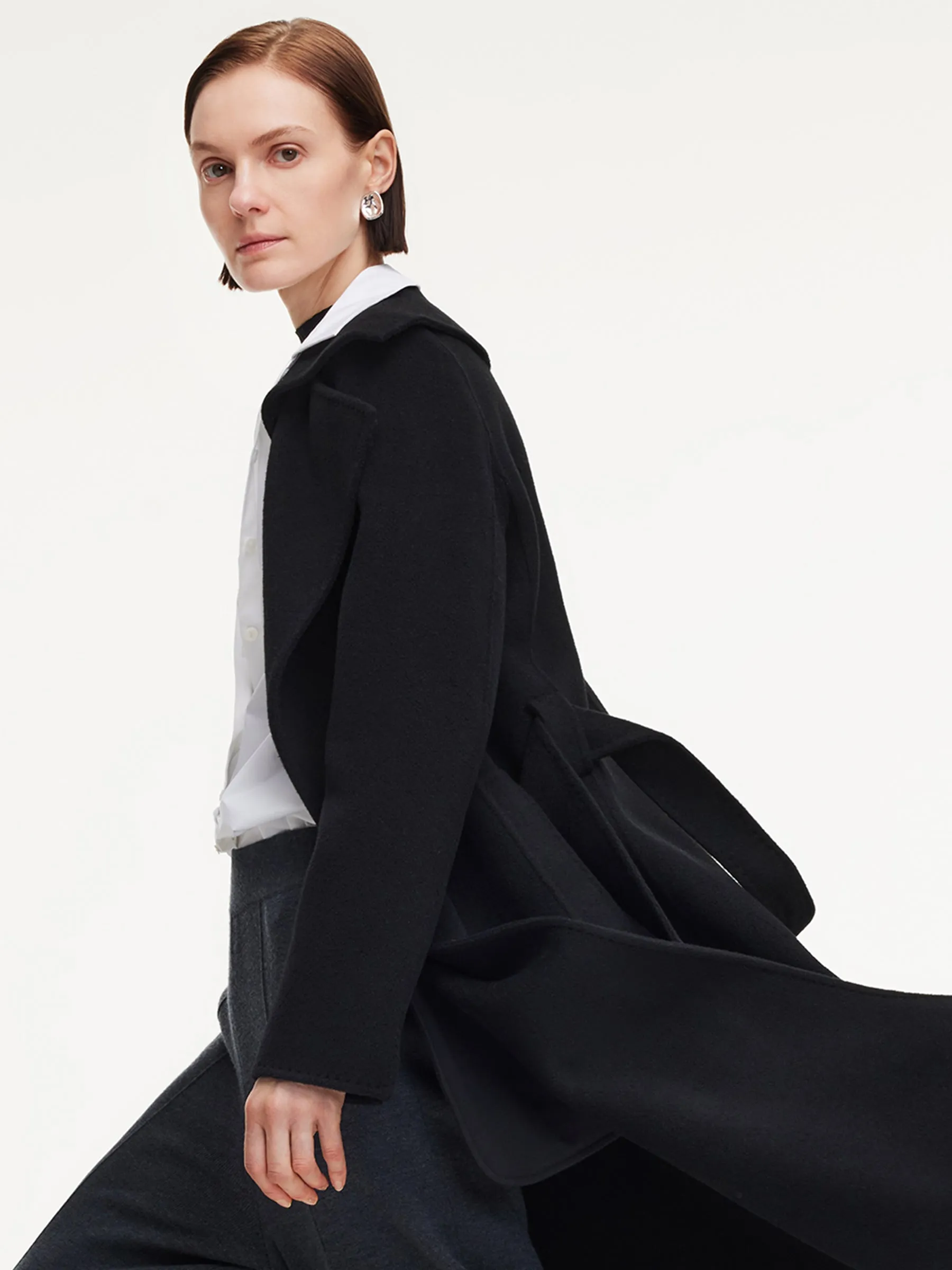 Cashmere Wool Blend Double-Faced Women Wrap Overcoat sold by Goelia product image thumbnail 5