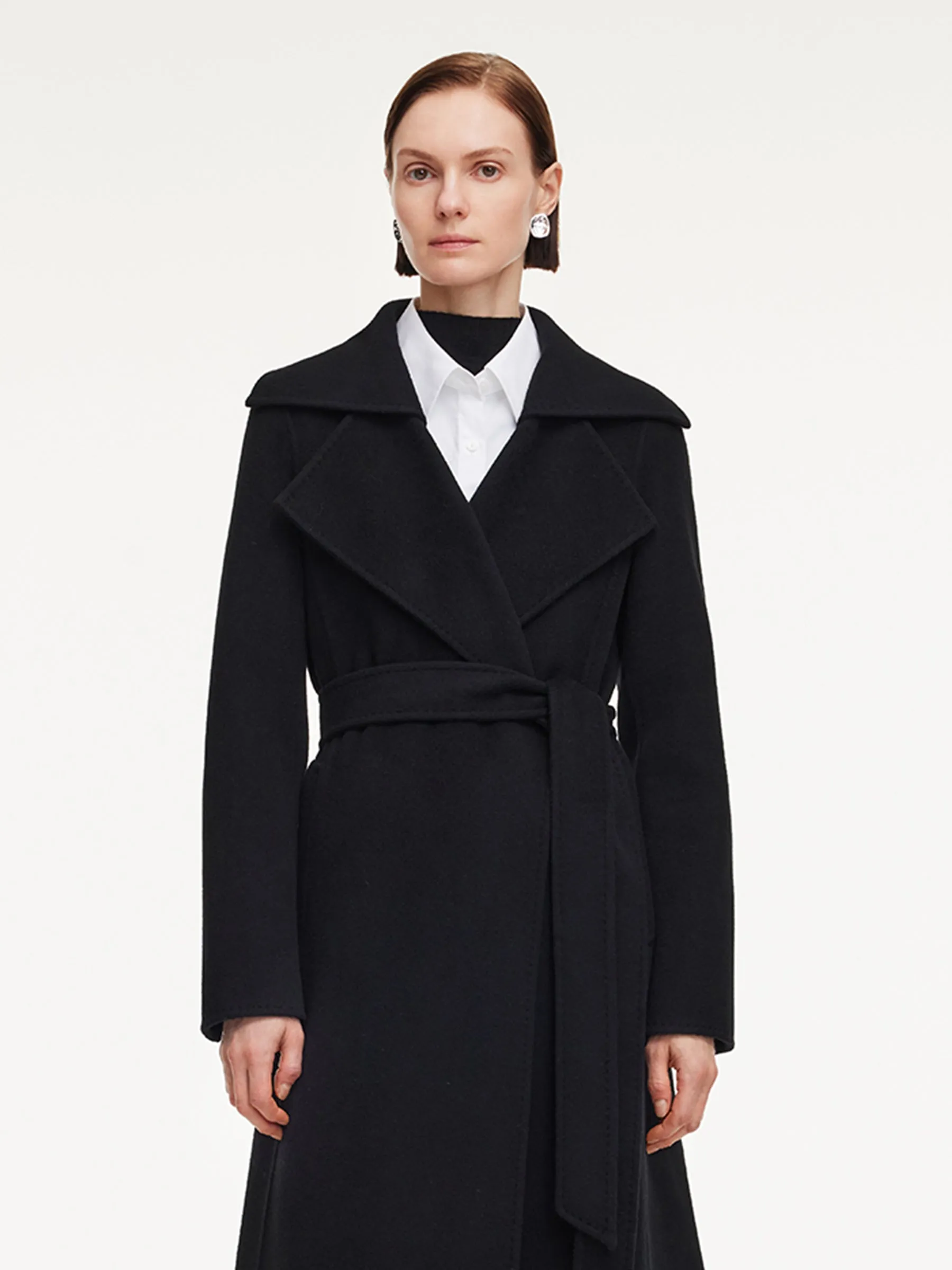 Cashmere Wool Blend Double-Faced Women Wrap Overcoat sold by Goelia product image thumbnail 4