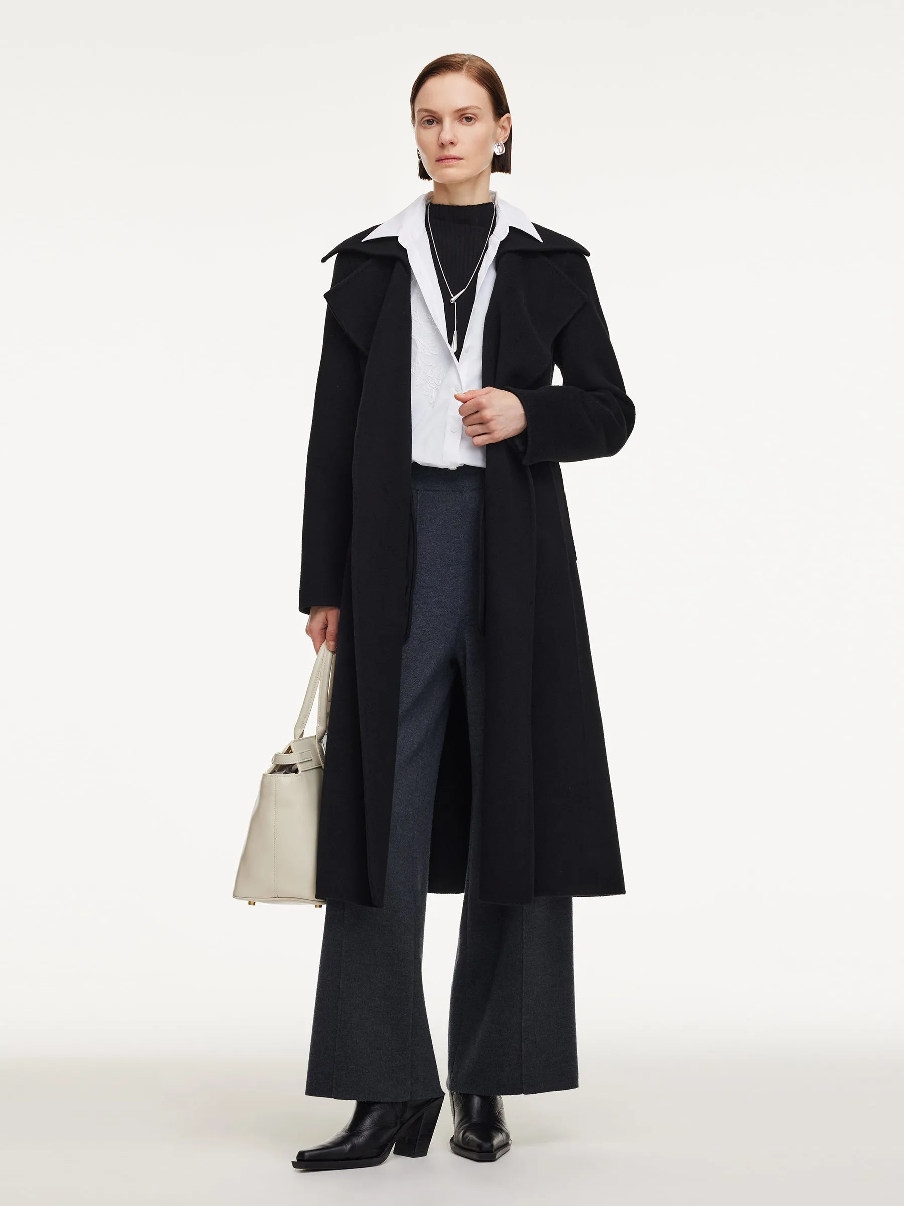 Cashmere Wool Blend Double-Faced Women Wrap Overcoat sold by Goelia product image thumbnail 2