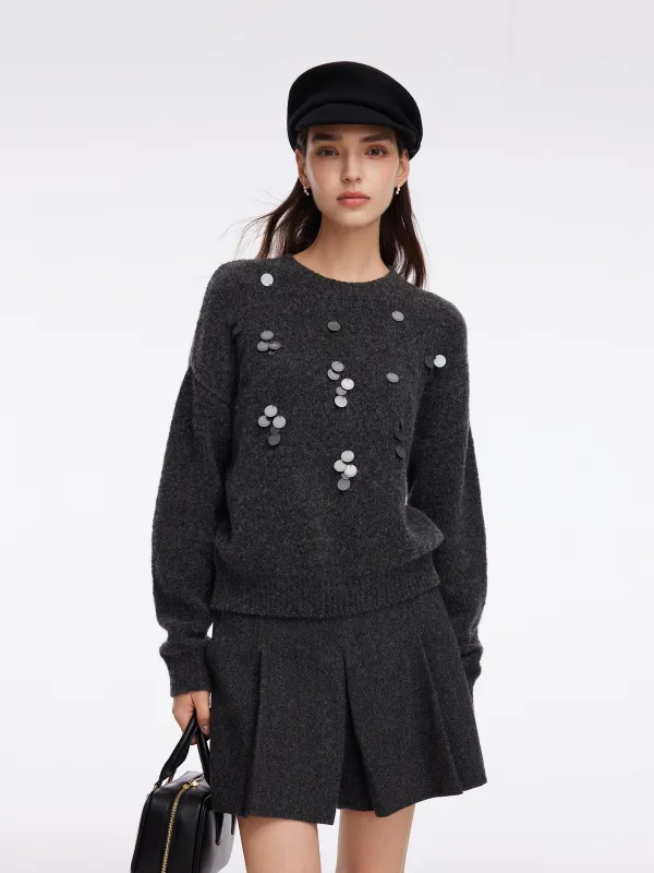 Wool Blend Sequins Women Sweater sold by Goelia