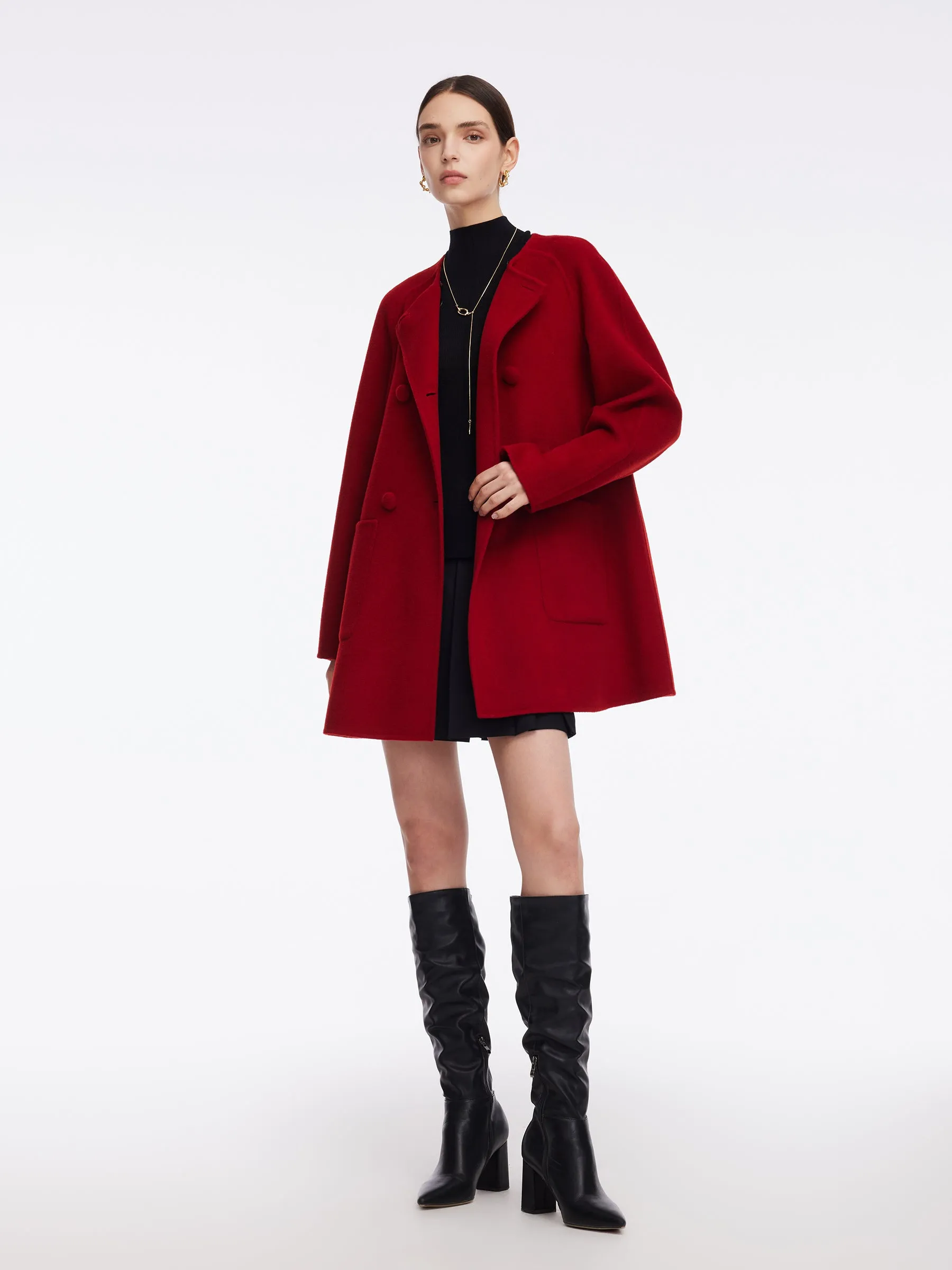 Tencel Wool Blend Double-Faced Women Coat With Detachable Collar sold by Goelia product image thumbnail 3