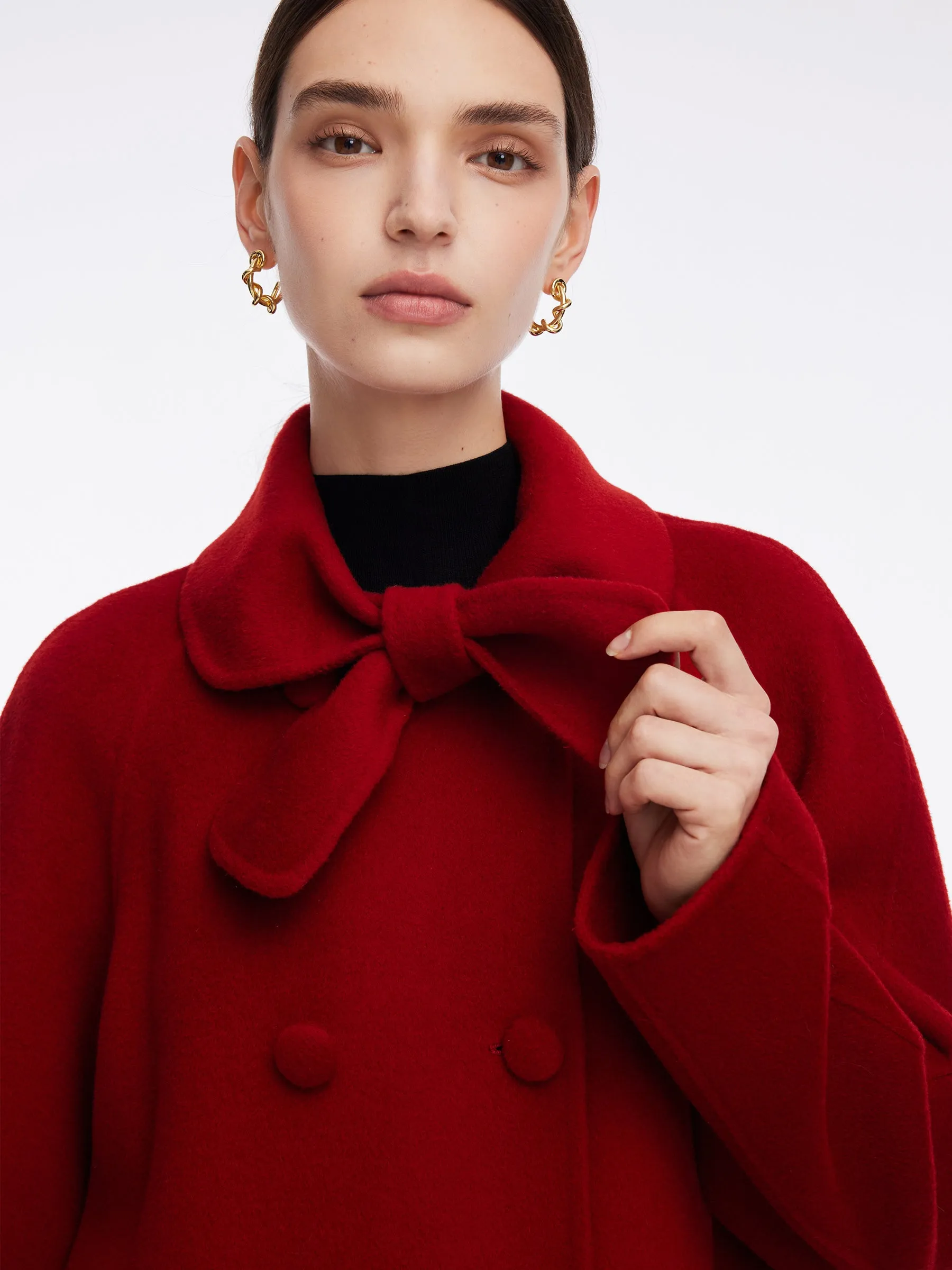 Tencel Wool Blend Double-Faced Women Coat With Detachable Collar sold by Goelia product image thumbnail 5
