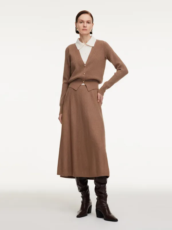 [Preview] Faux Two-Piece Knit Top And Skirt Two-Piece Set sold by Goelia