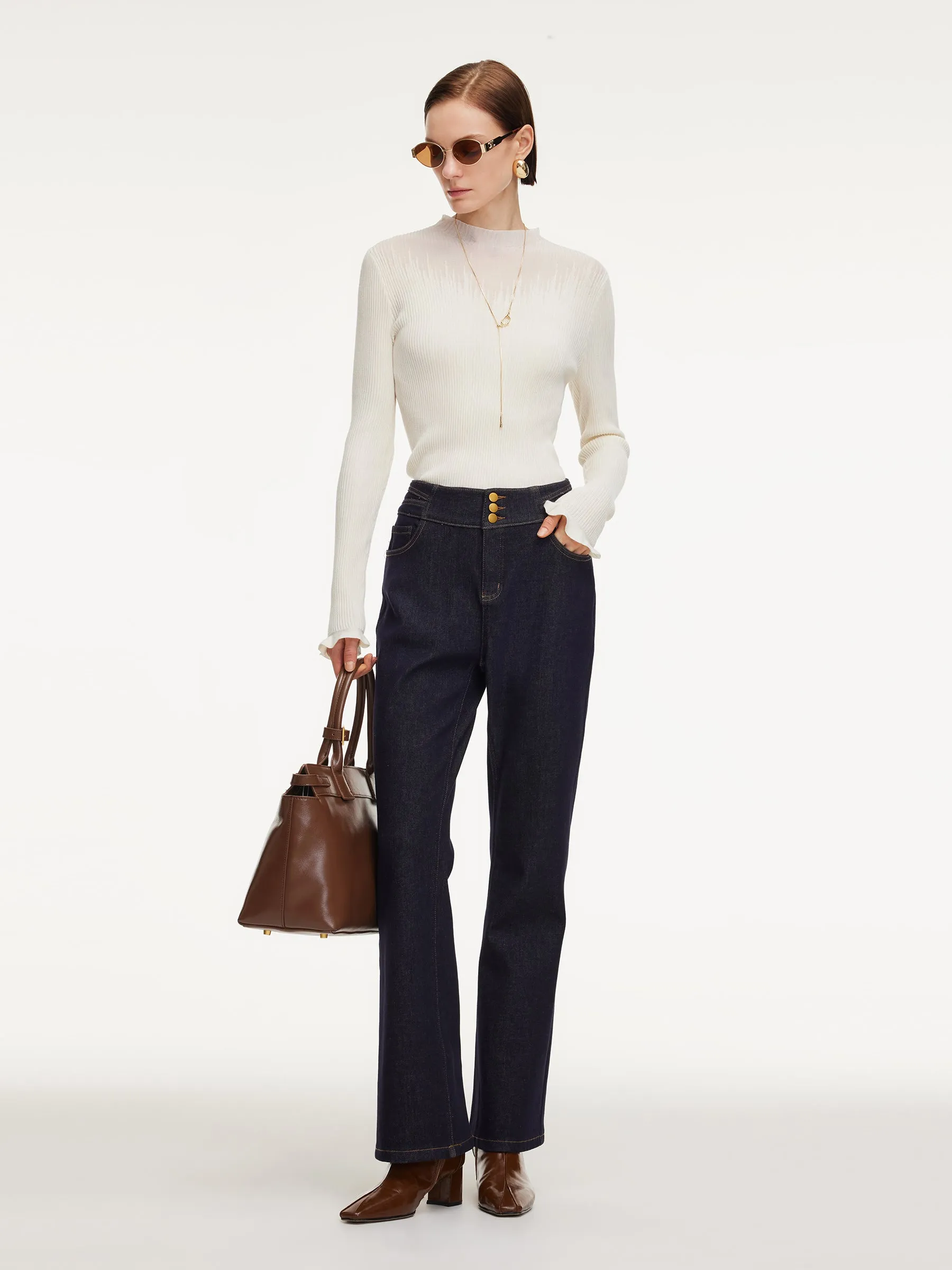 Tencel Wool Blend Mock Neck Women Knit Top sold by Goelia product image thumbnail 2