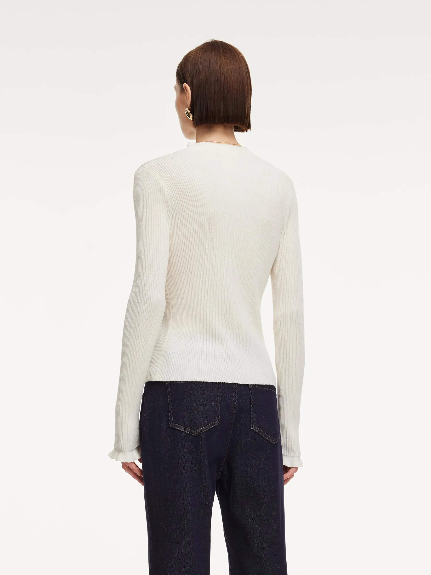 Tencel Wool Blend Mock Neck Women Knit Top sold by Goelia product image thumbnail 4