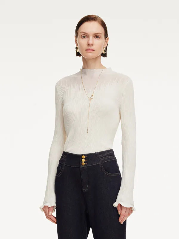 Tencel Wool Blend Mock Neck Women Knit Top sold by Goelia