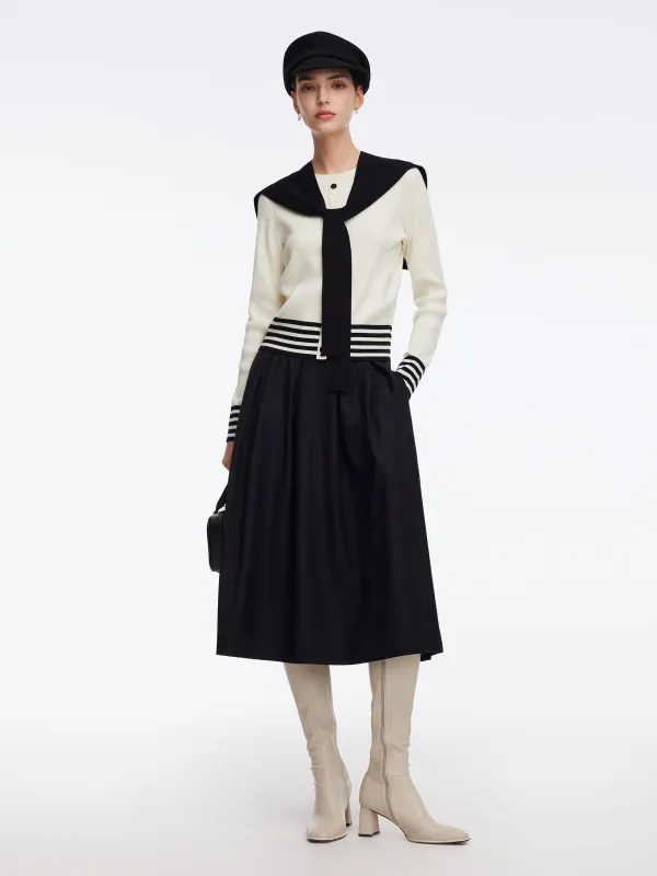 Tencel Wool Blend Knit Top And Skirt Two-Piece Set sold by Goelia