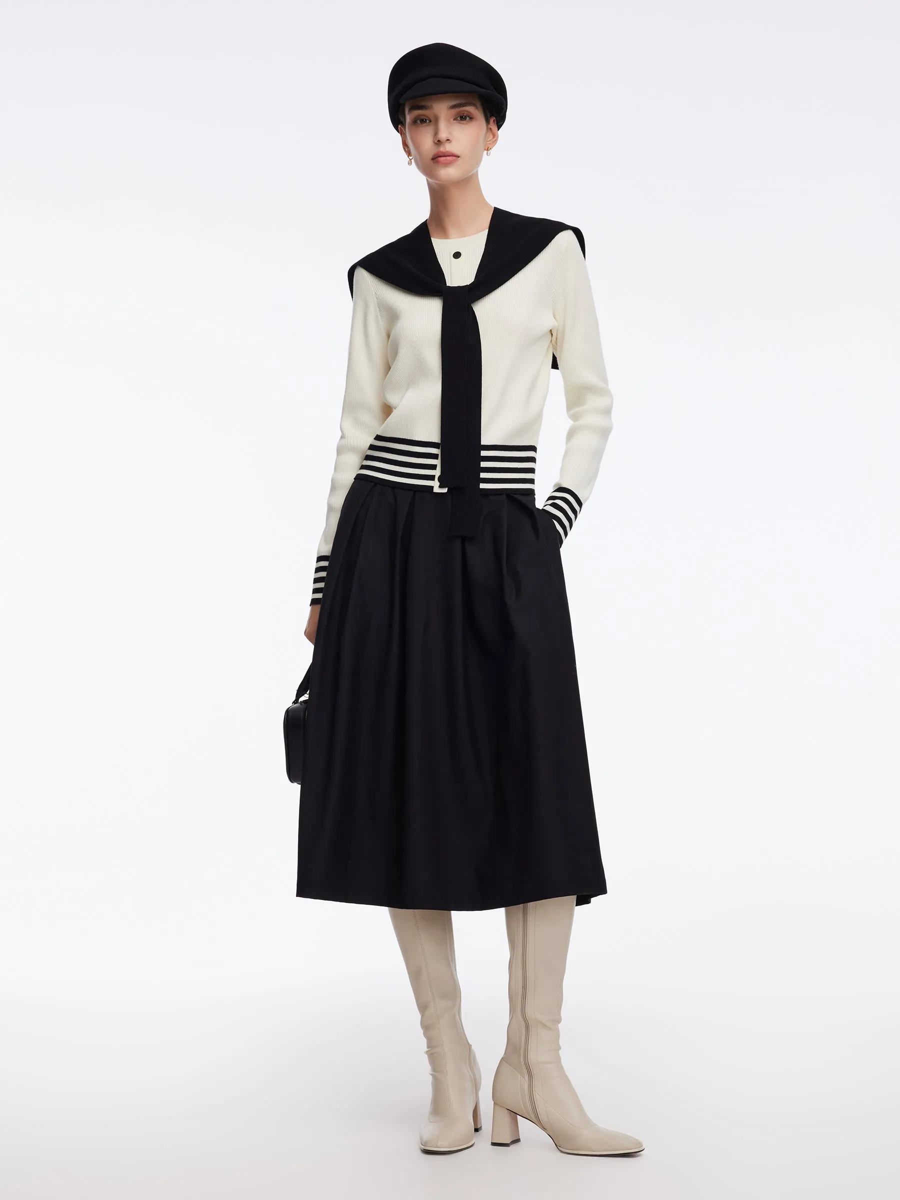 Tencel Wool Blend Knit Top And Skirt Two-Piece Set sold by Goelia