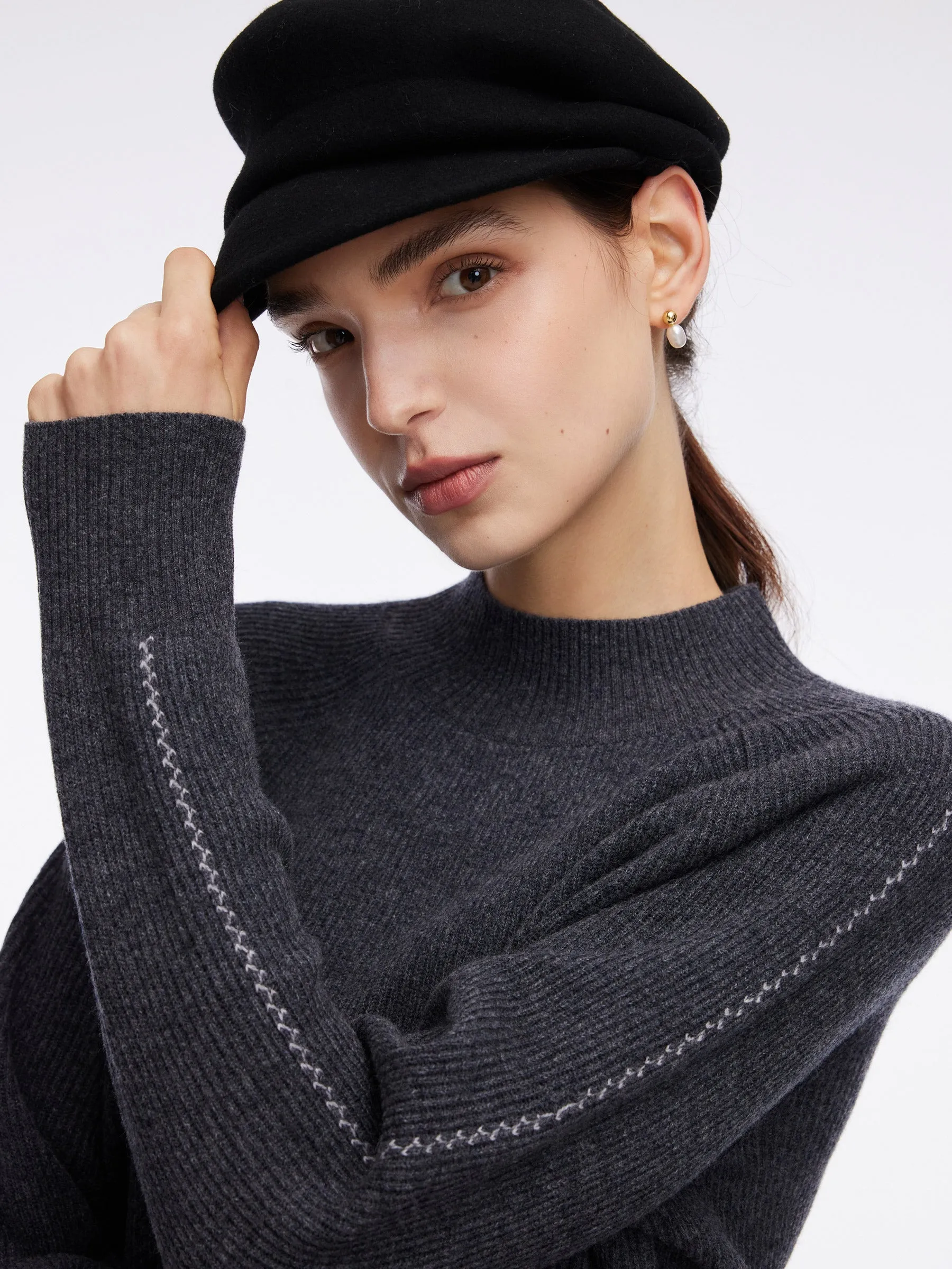100% Wool Stitch Trim Women Sweater sold by Goelia product image thumbnail 5