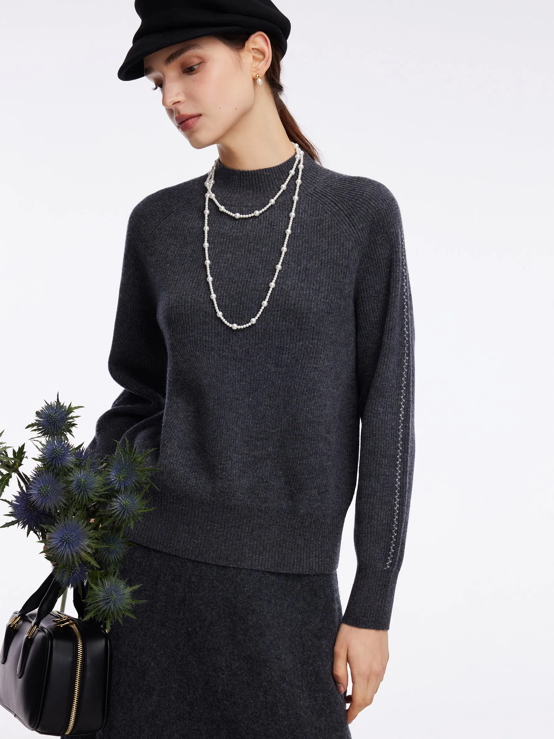 100% Wool Stitch Trim Women Sweater sold by Goelia product image thumbnail 3