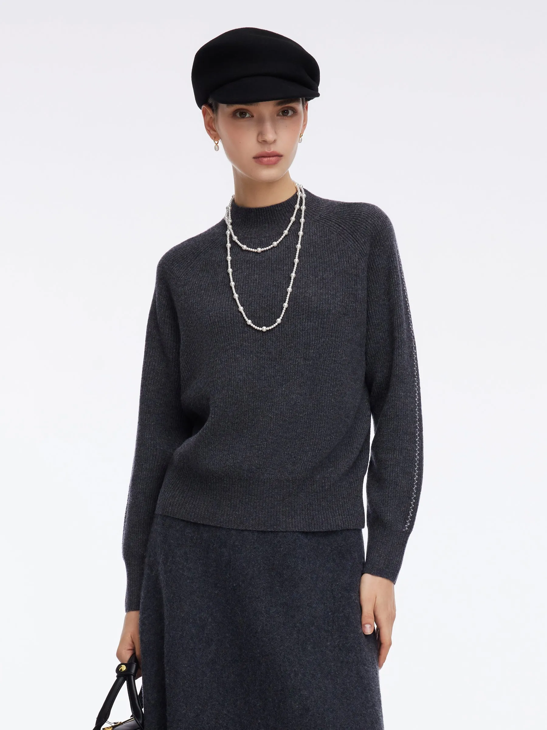 100% Wool Stitch Trim Women Sweater sold by Goelia