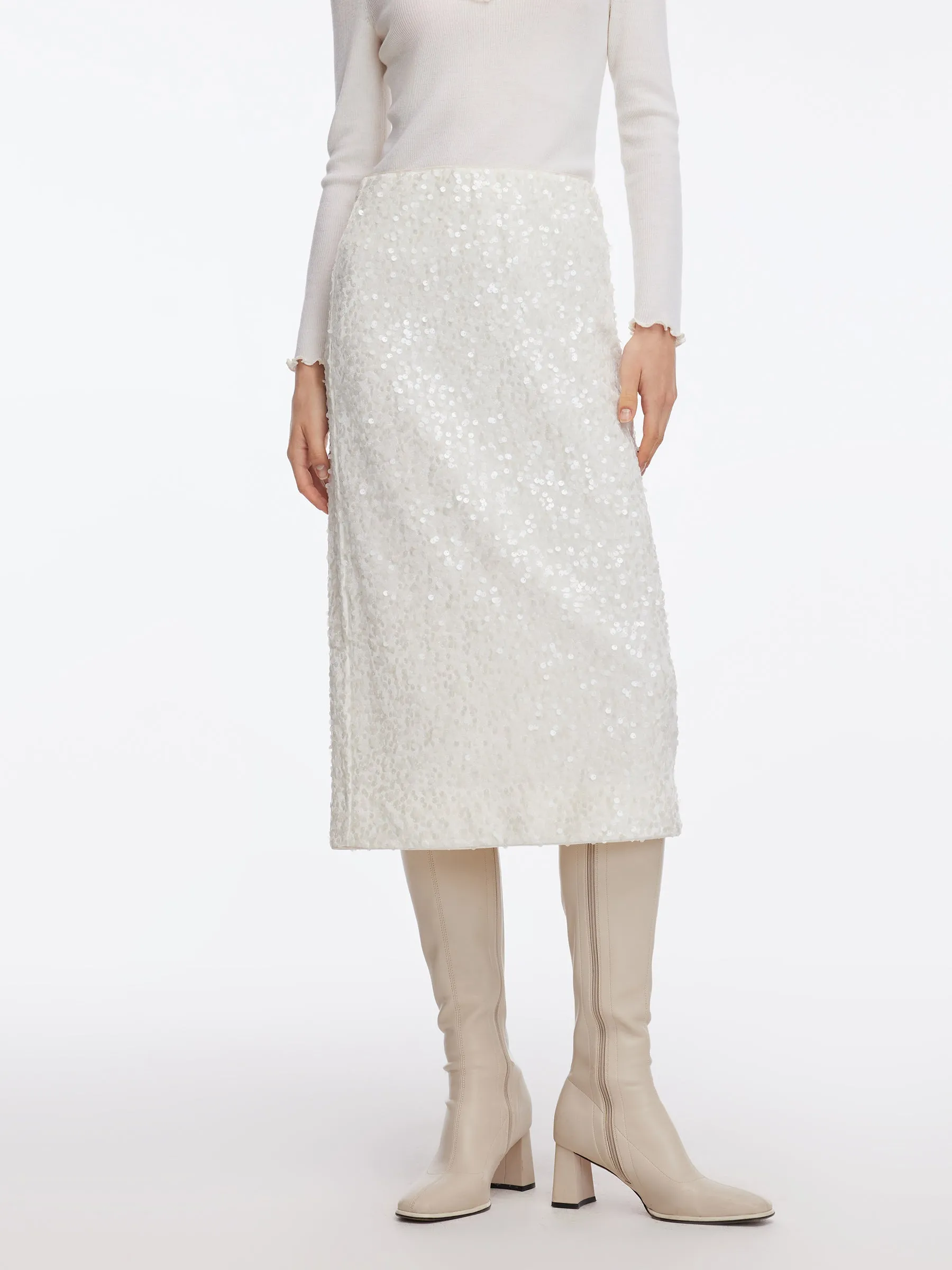 Velvet Sequins Women Pencil Skirt sold by Goelia