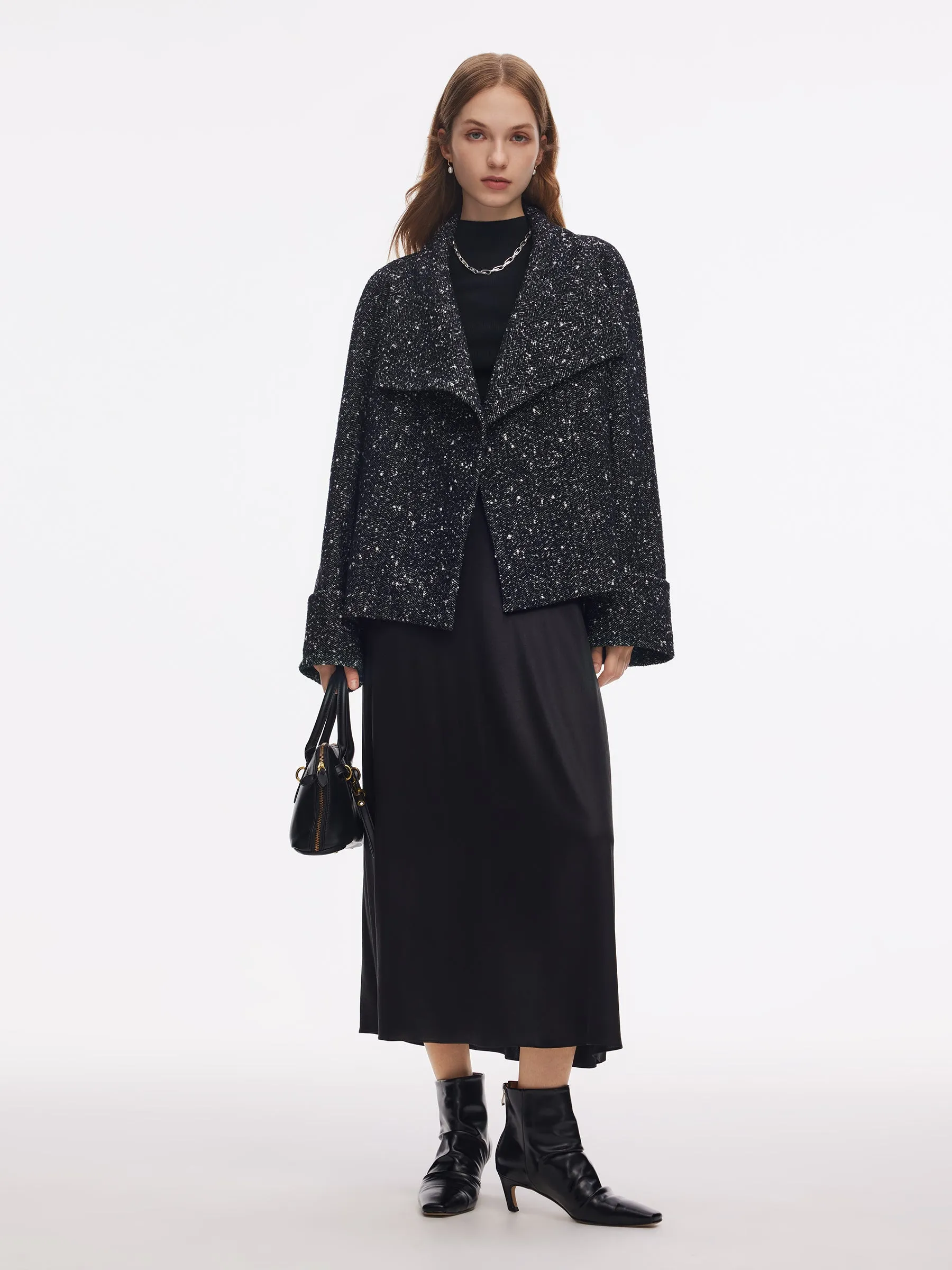 Wool Blend Folded Cuffs Women Jacket sold by Goelia