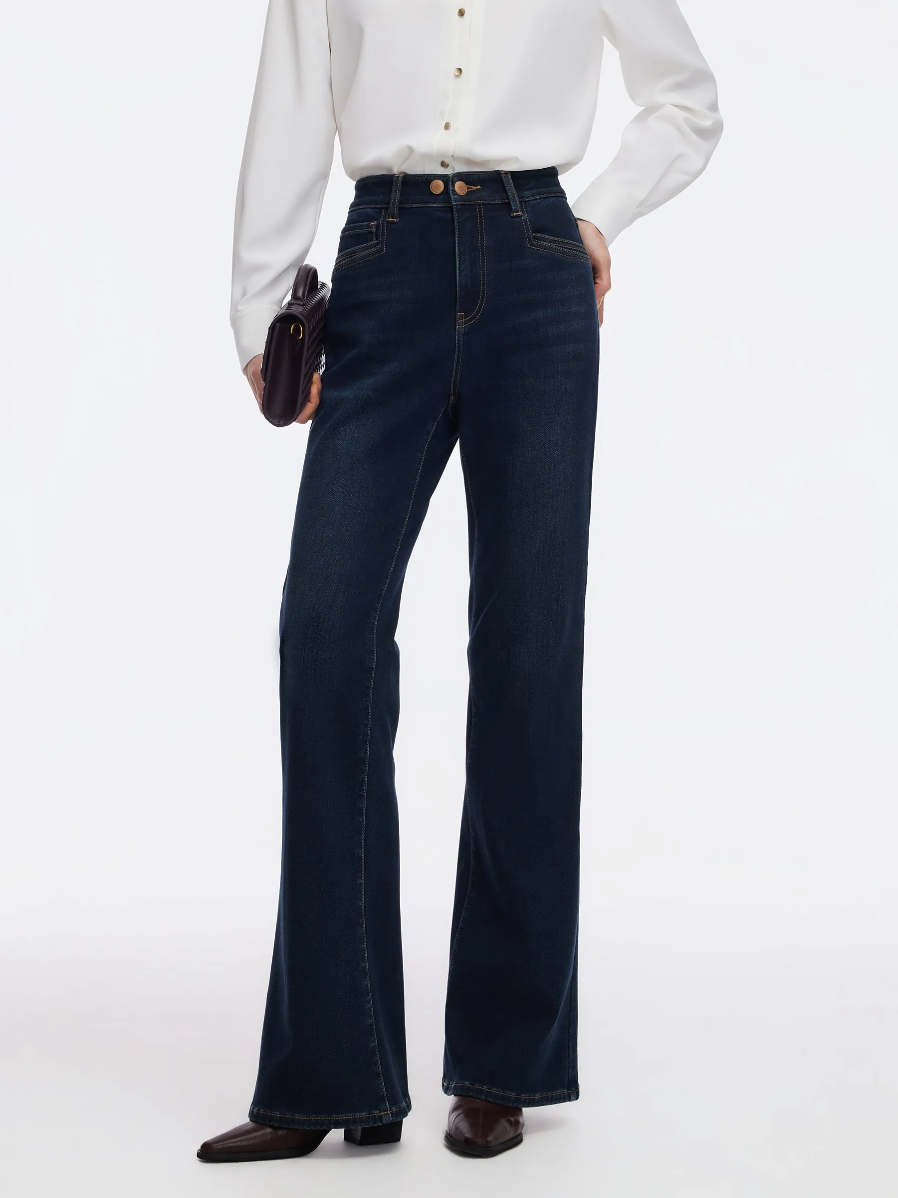 Denim Fleece Lined Women Flared Jeans sold by Goelia product image thumbnail 2