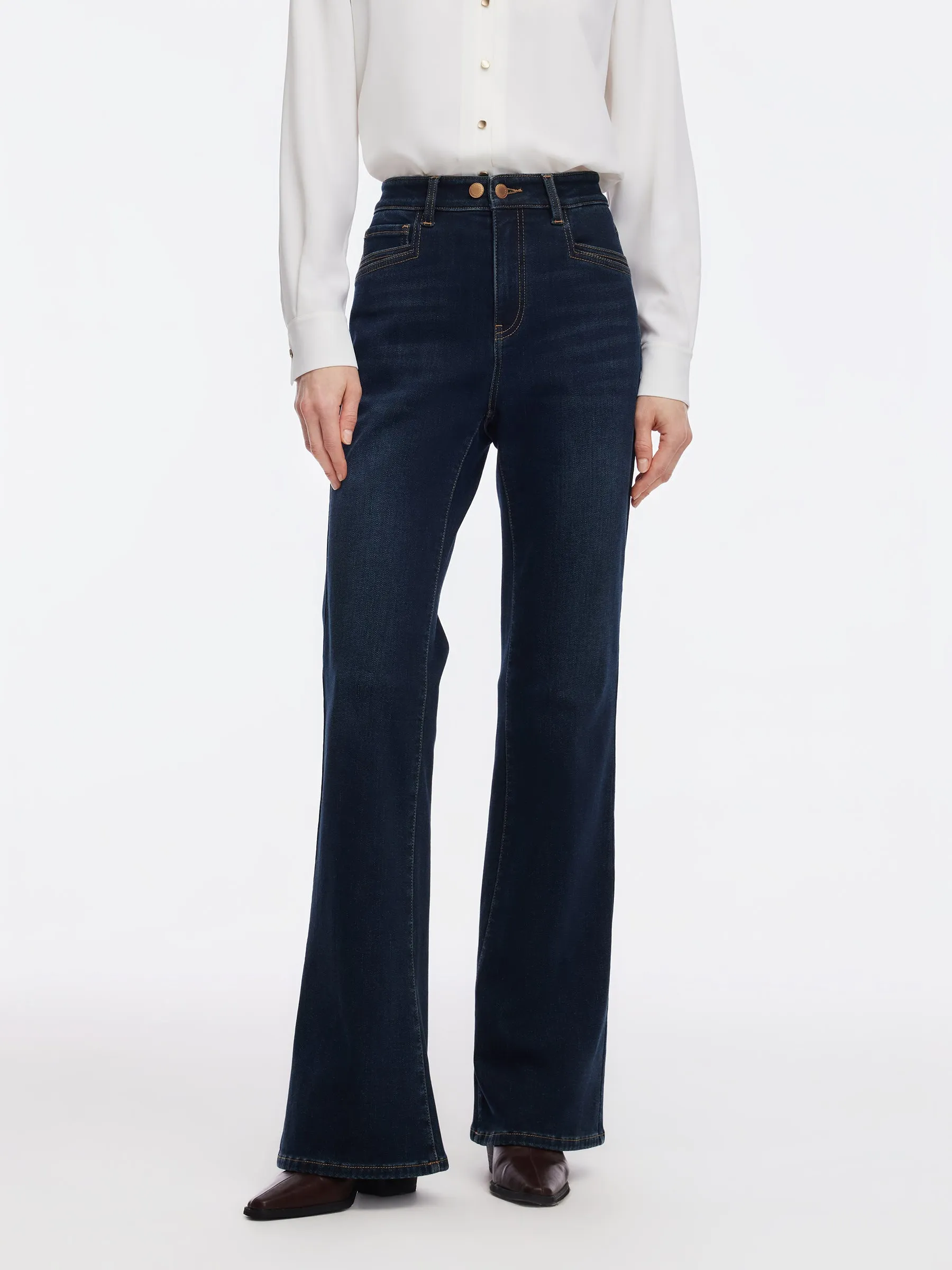 Denim Fleece Lined Women Flared Jeans sold by Goelia