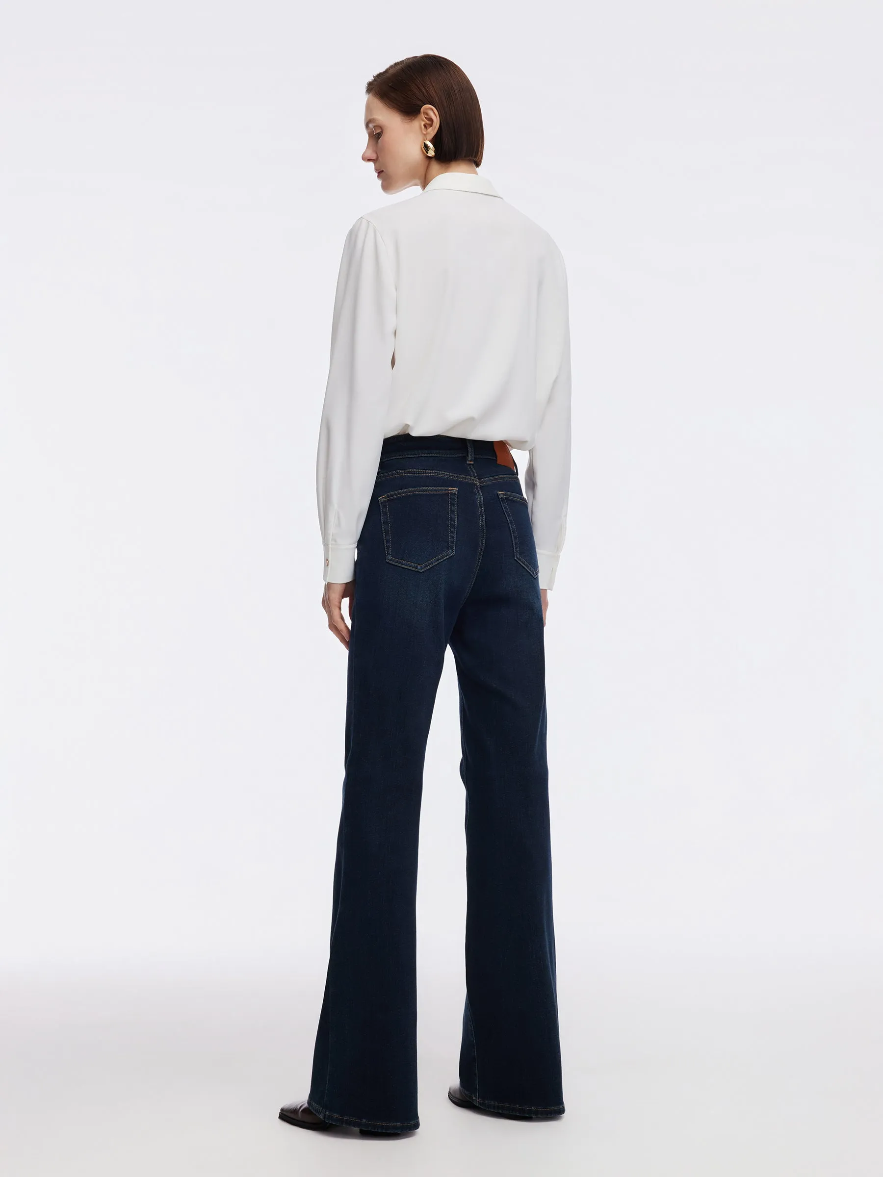 Denim Fleece Lined Women Flared Jeans sold by Goelia product image thumbnail 4