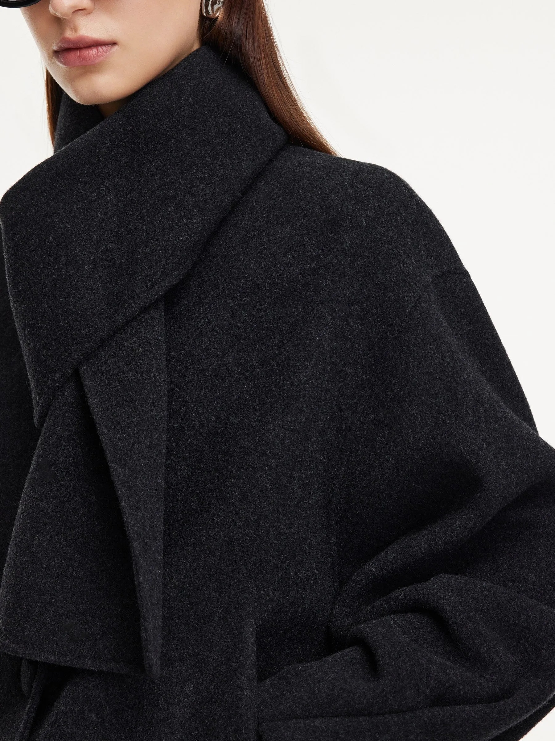 Yak Tencel Wool Blend Double-Faced Women Jacket With Scarf sold by Goelia product image thumbnail 5