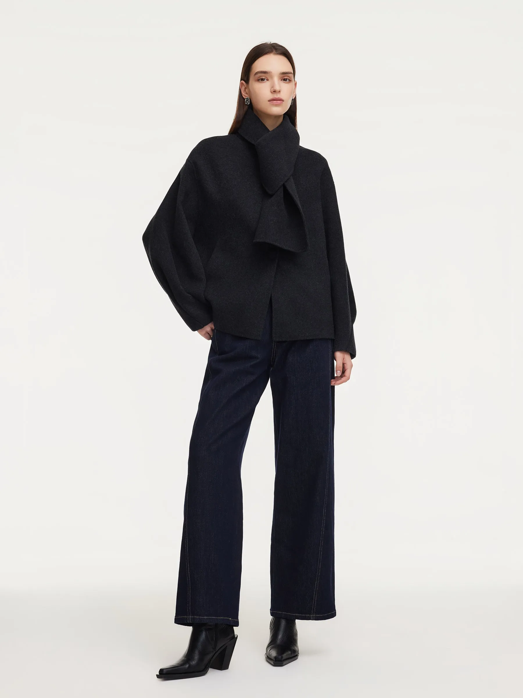 Yak Tencel Wool Blend Double-Faced Women Jacket With Scarf sold by Goelia product image thumbnail 3