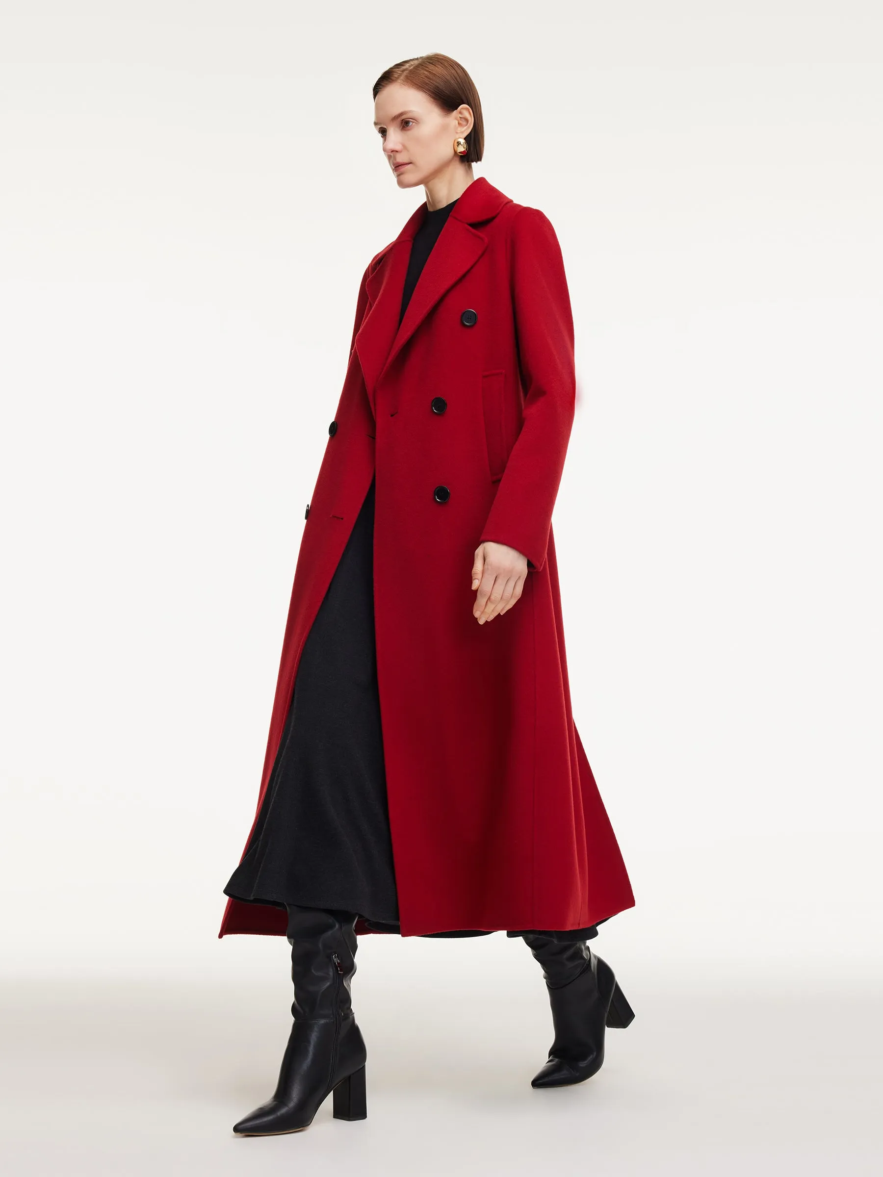 Cashmere Wool Blend Notched Collar Double-Faced Women Overcoat sold by Goelia product image thumbnail 2