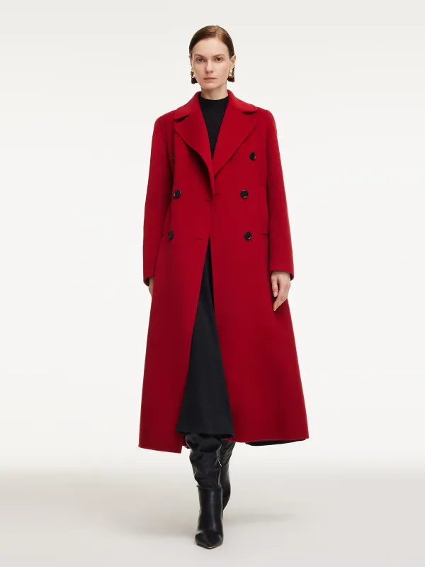 Cashmere Wool Blend Notched Collar Double-Faced Women Overcoat sold by Goelia