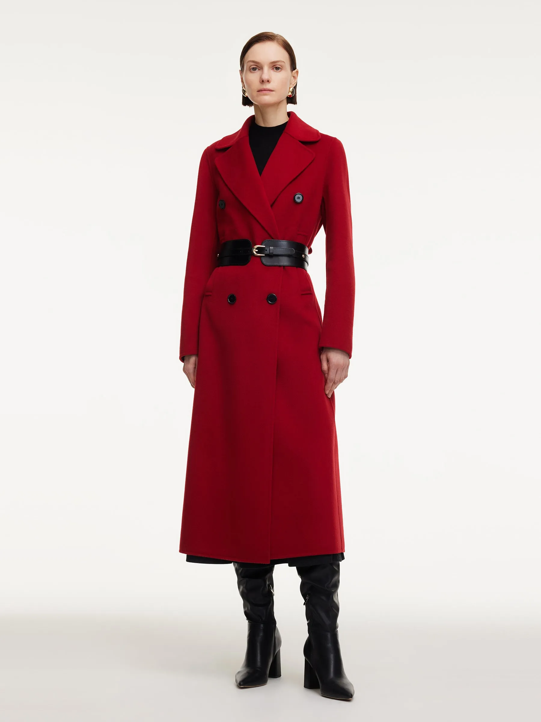 Cashmere Wool Blend Notched Collar Double-Faced Women Overcoat sold by Goelia product image thumbnail 3