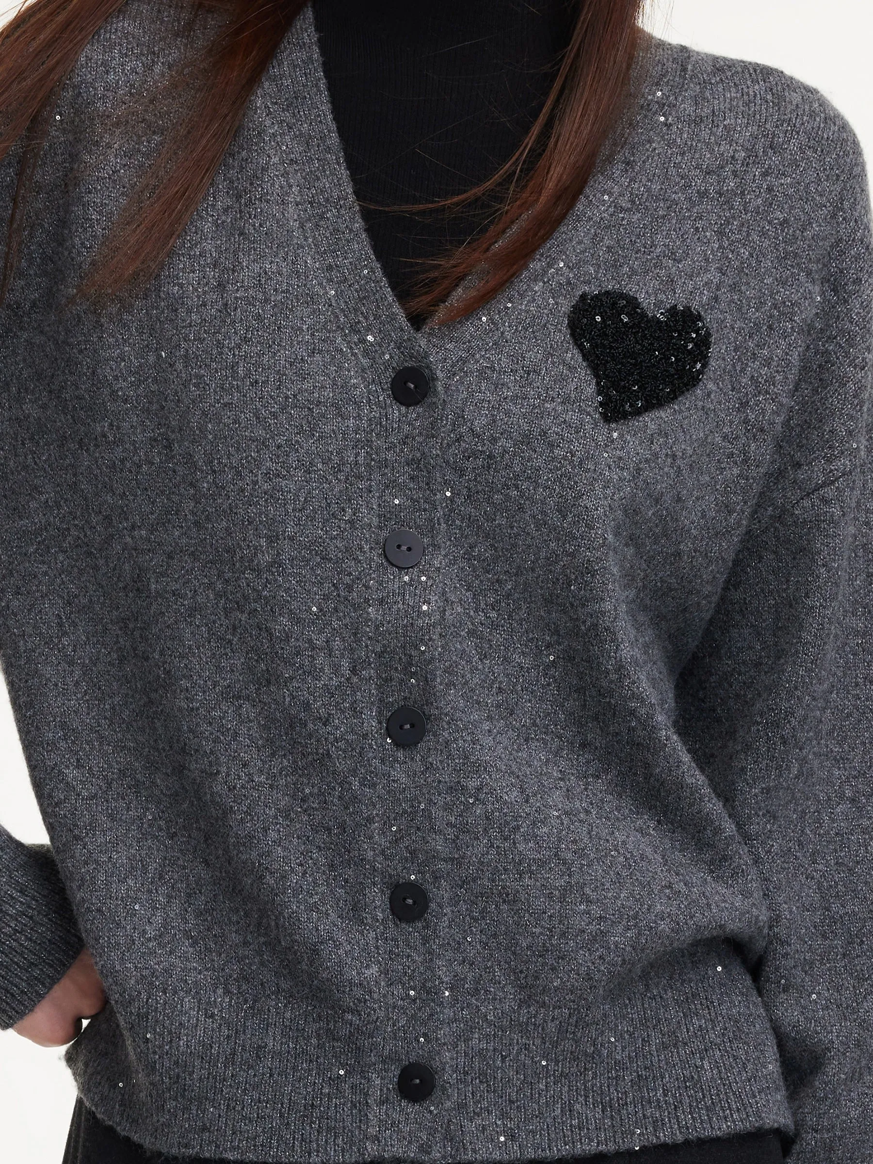 Sequined Heart V-Neck Women Cardigan sold by Goelia product image thumbnail 5