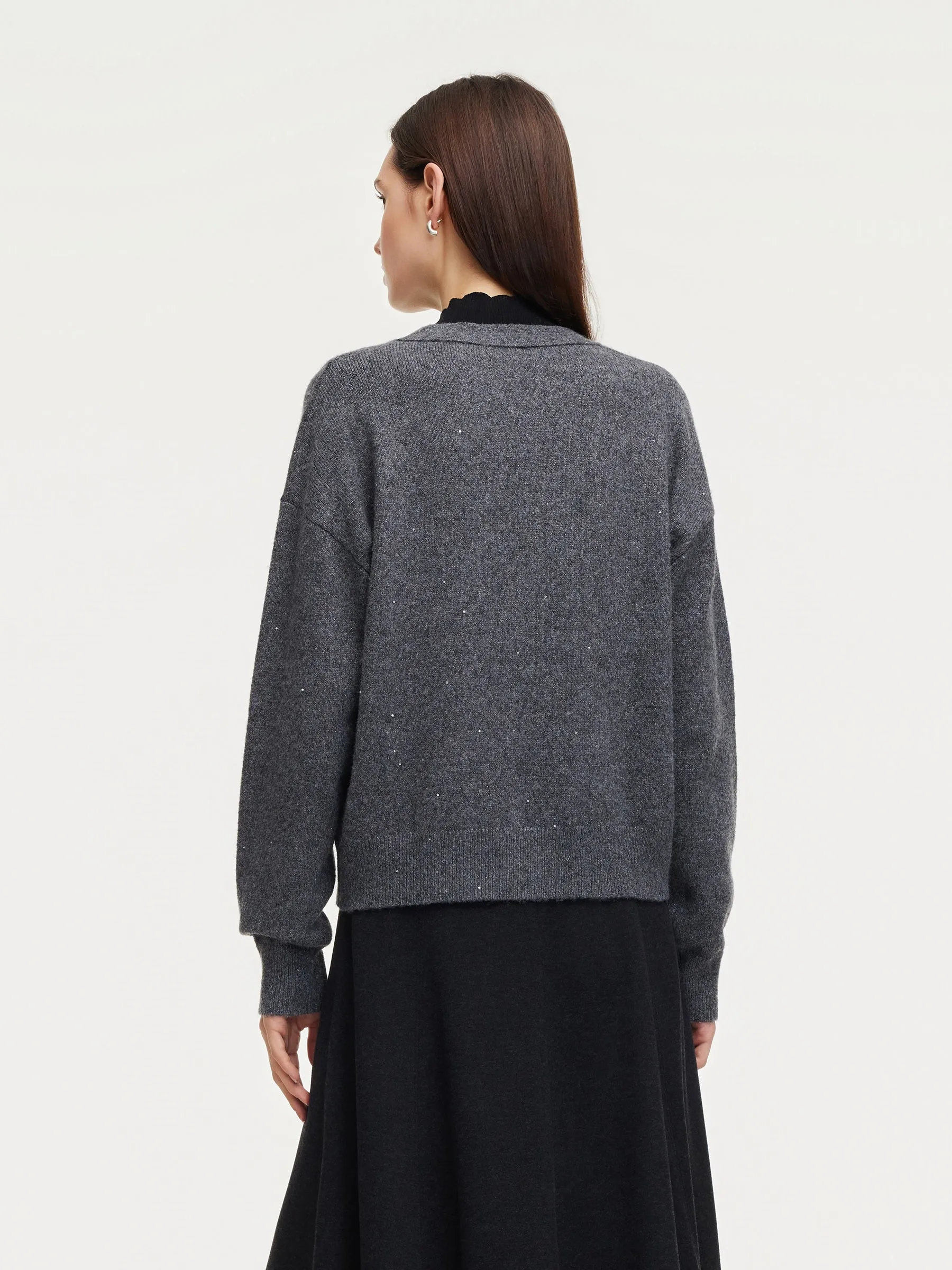 Sequined Heart V-Neck Women Cardigan sold by Goelia product image thumbnail 4