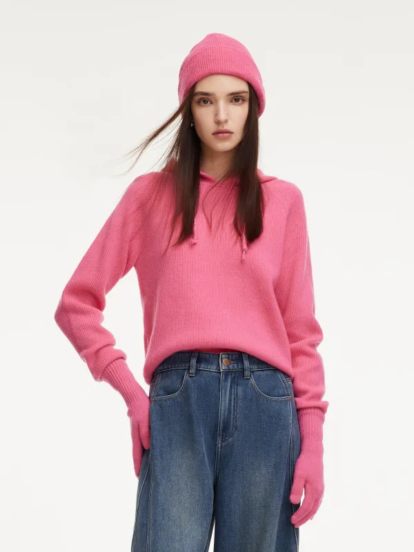 100% Wool Straight Cut Women Knit Hoodie sold by Goelia