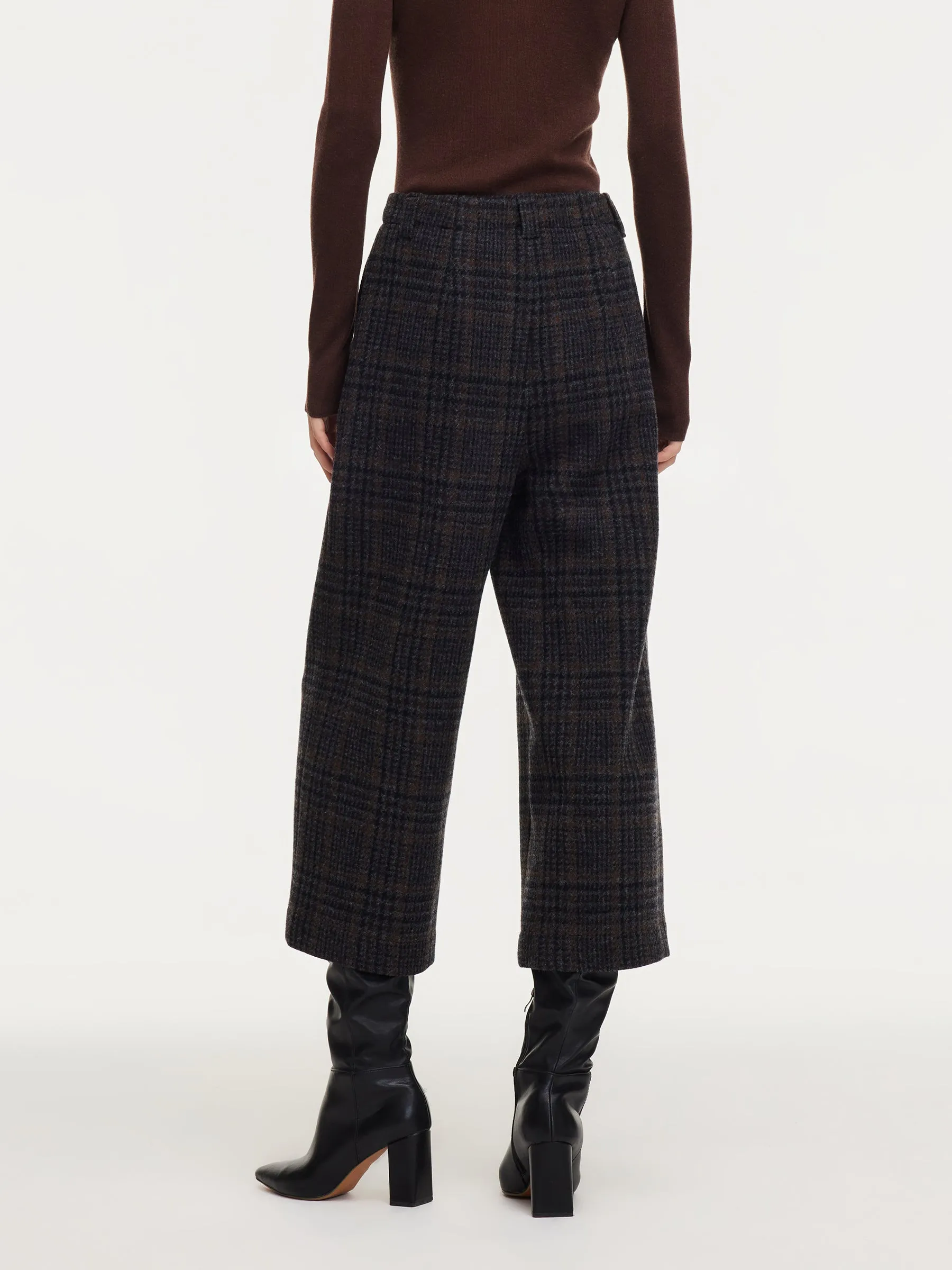 100% Wool Plaid Women Wide Leg Pants sold by Goelia product image thumbnail 4