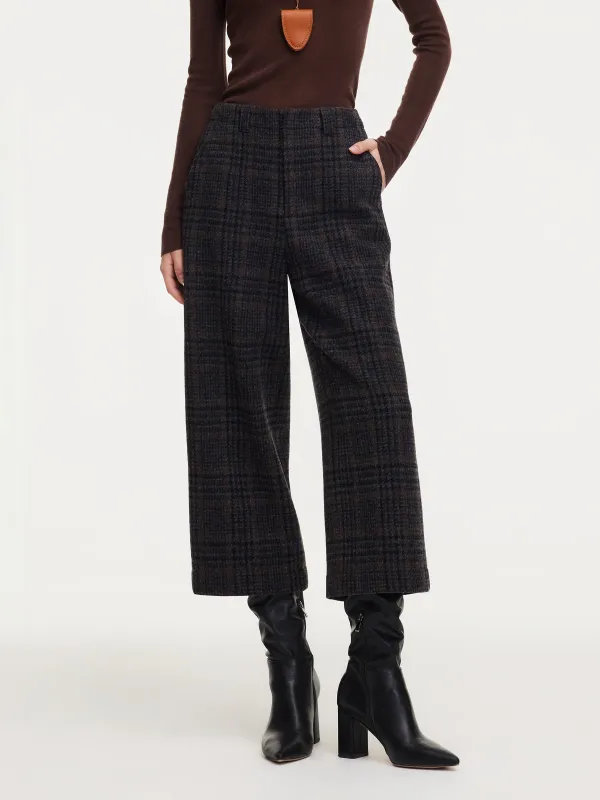 [Preview] 100% Wool Plaid Women Wide Leg Pants sold by Goelia