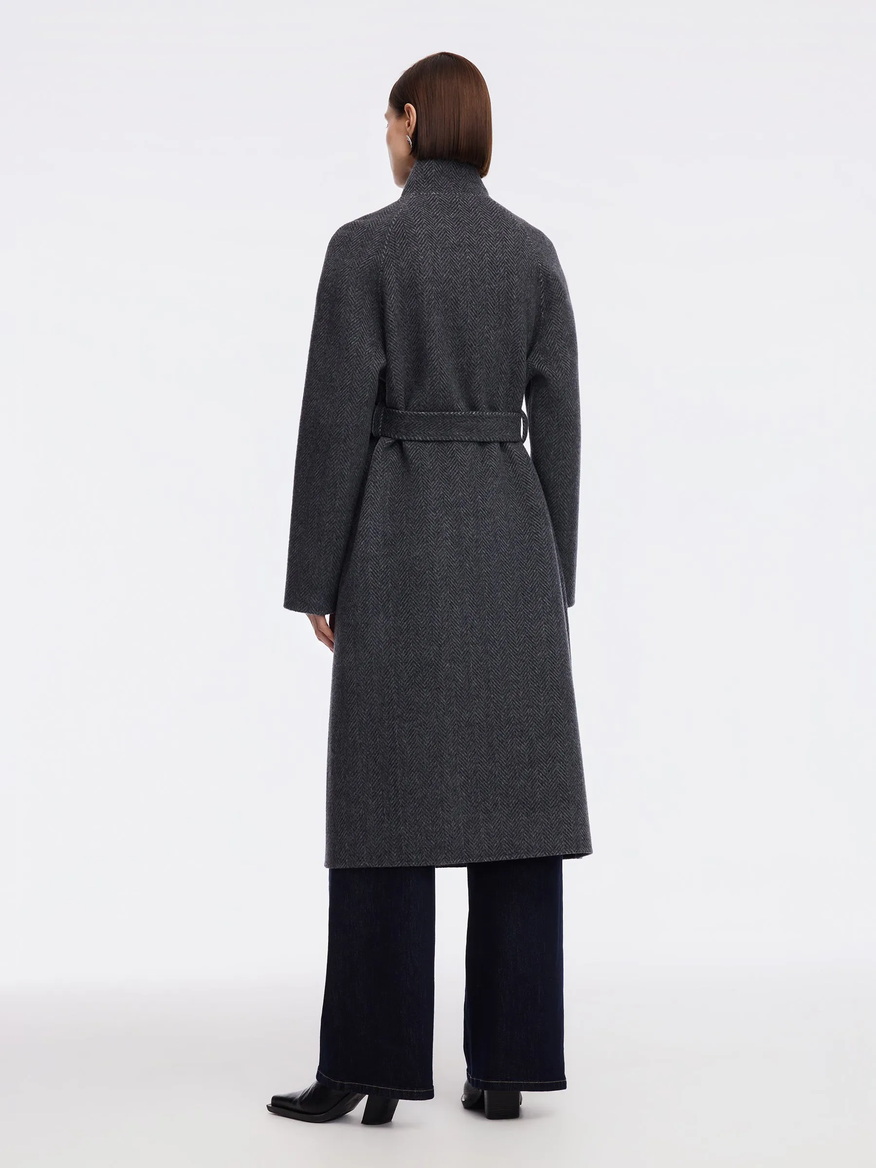 Cashmere Wool Blend Double-Faced Women Self-Tie Belt Overcoat sold by Goelia product image thumbnail 4