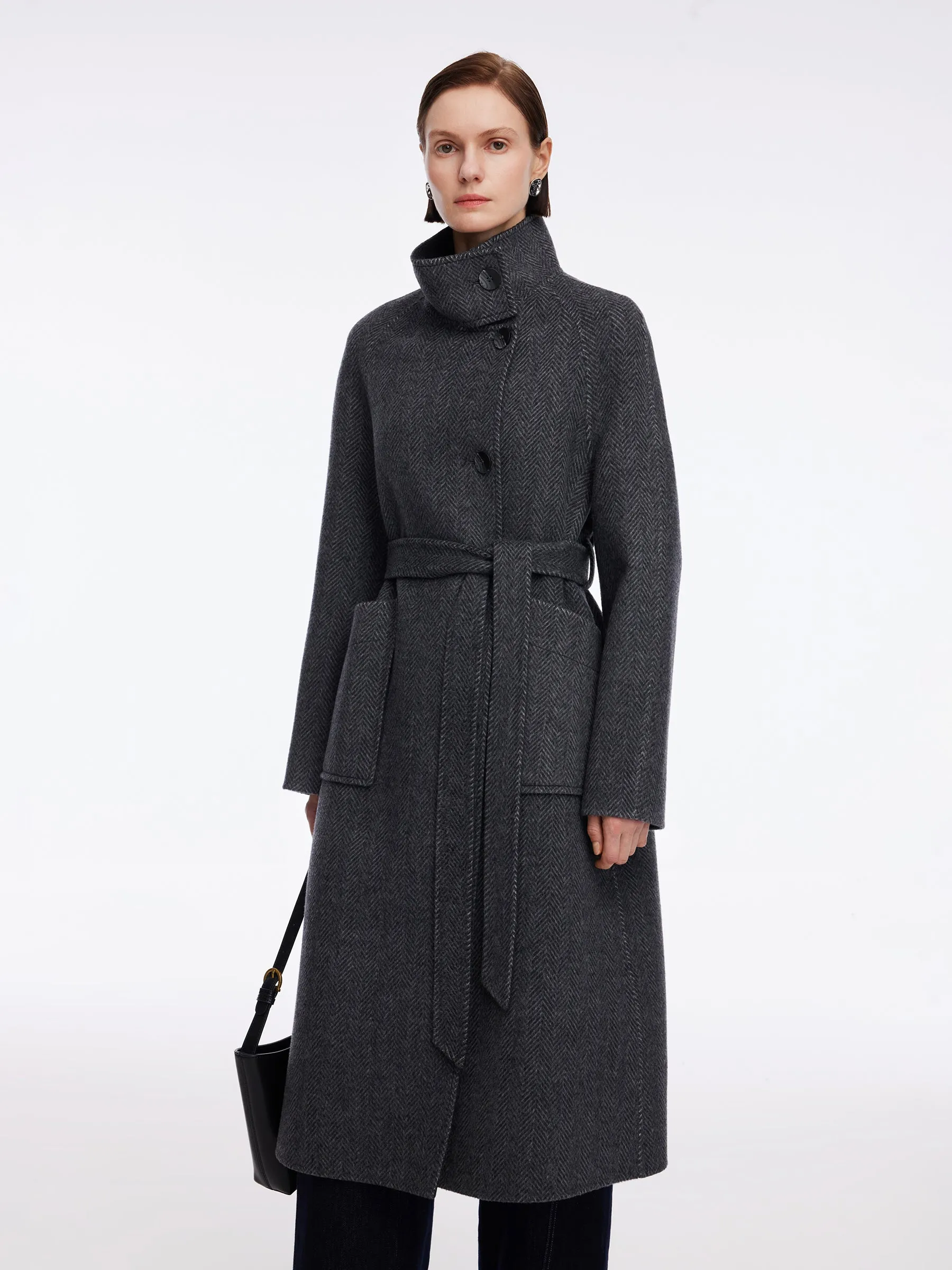 Cashmere Wool Blend Double-Faced Women Self-Tie Belt Overcoat sold by Goelia product image thumbnail 2