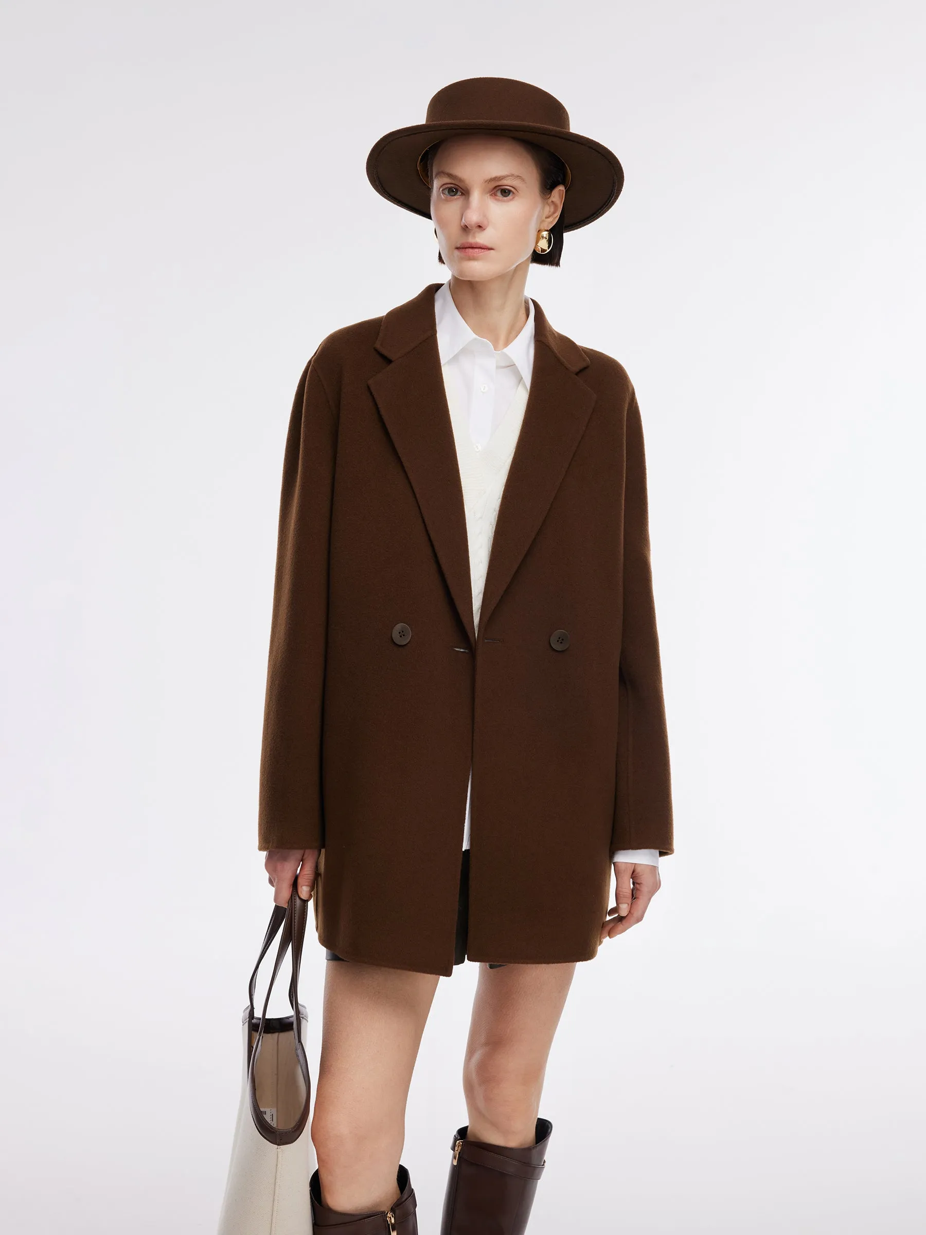 Pre-Order Cashmere Wool Blend Double-Faced Women Coat sold by Goelia