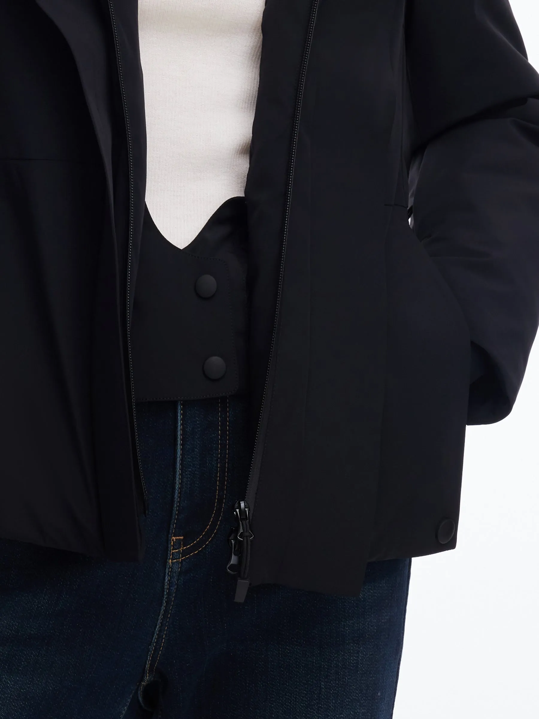 Gathered Waist Hooded Goose Down Jacket With Belt sold by Goelia product image thumbnail 5