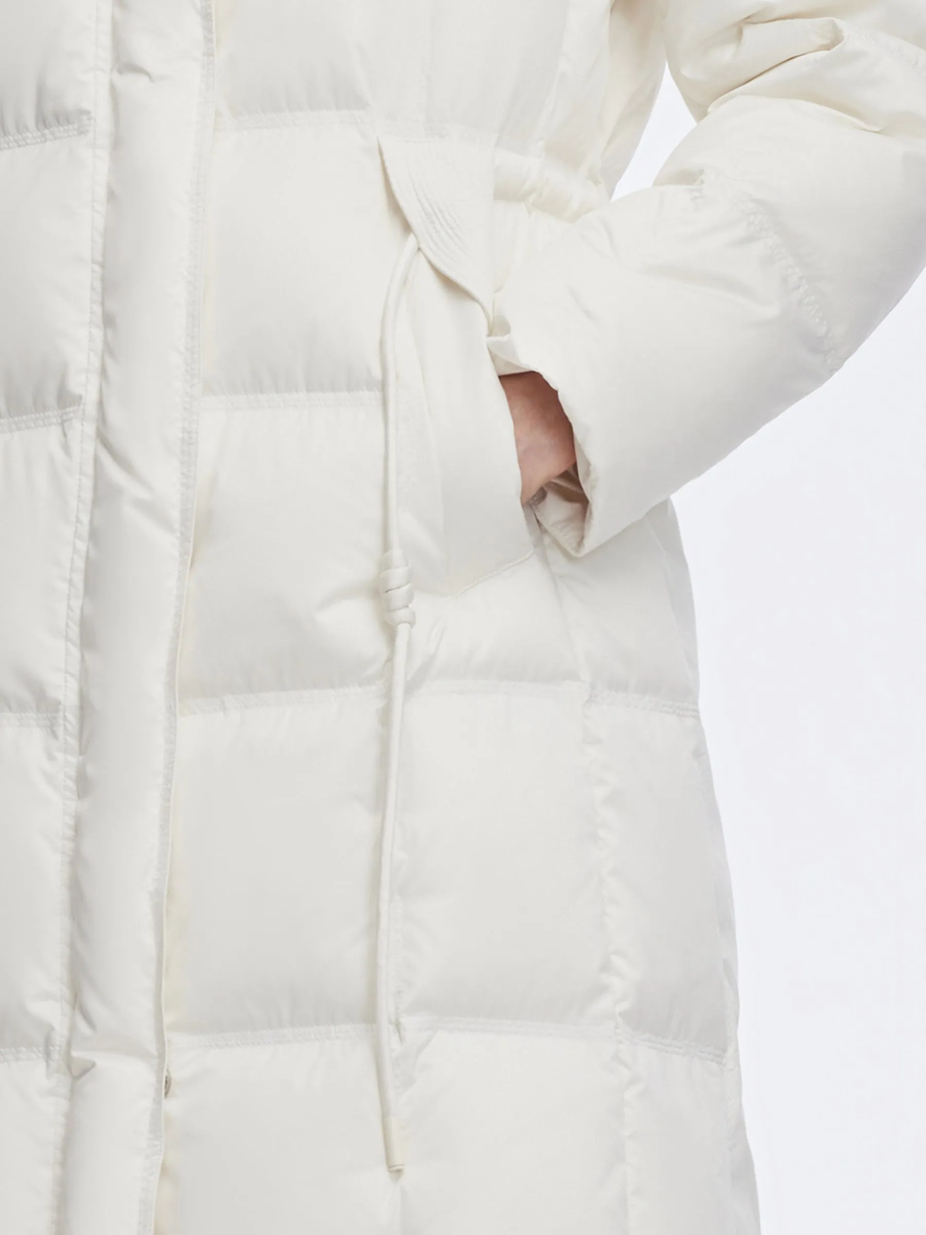 Drawstring Adjustable Waist Hooded Long Goose Down Coat sold by Goelia product image thumbnail 5