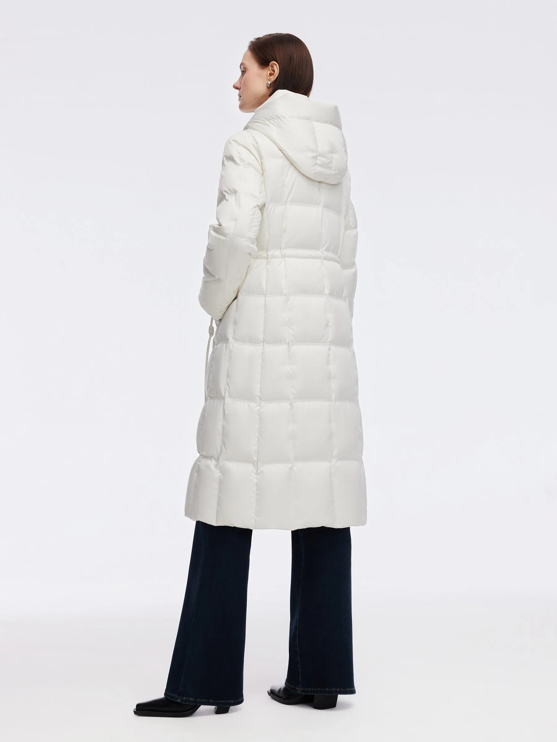 Drawstring Adjustable Waist Hooded Long Goose Down Coat sold by Goelia product image thumbnail 4