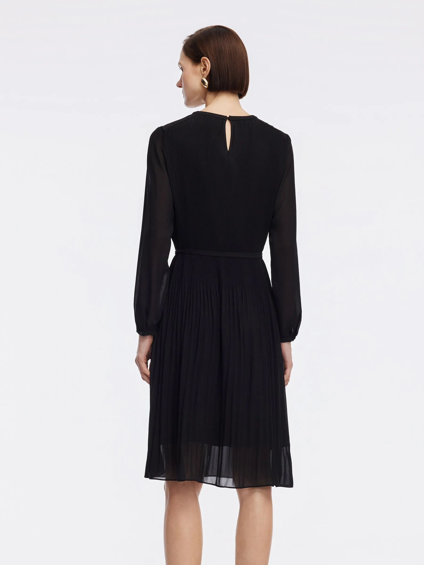 A-Line Pleated Self-Tie Belt Women Midi Dress sold by Goelia product image thumbnail 4