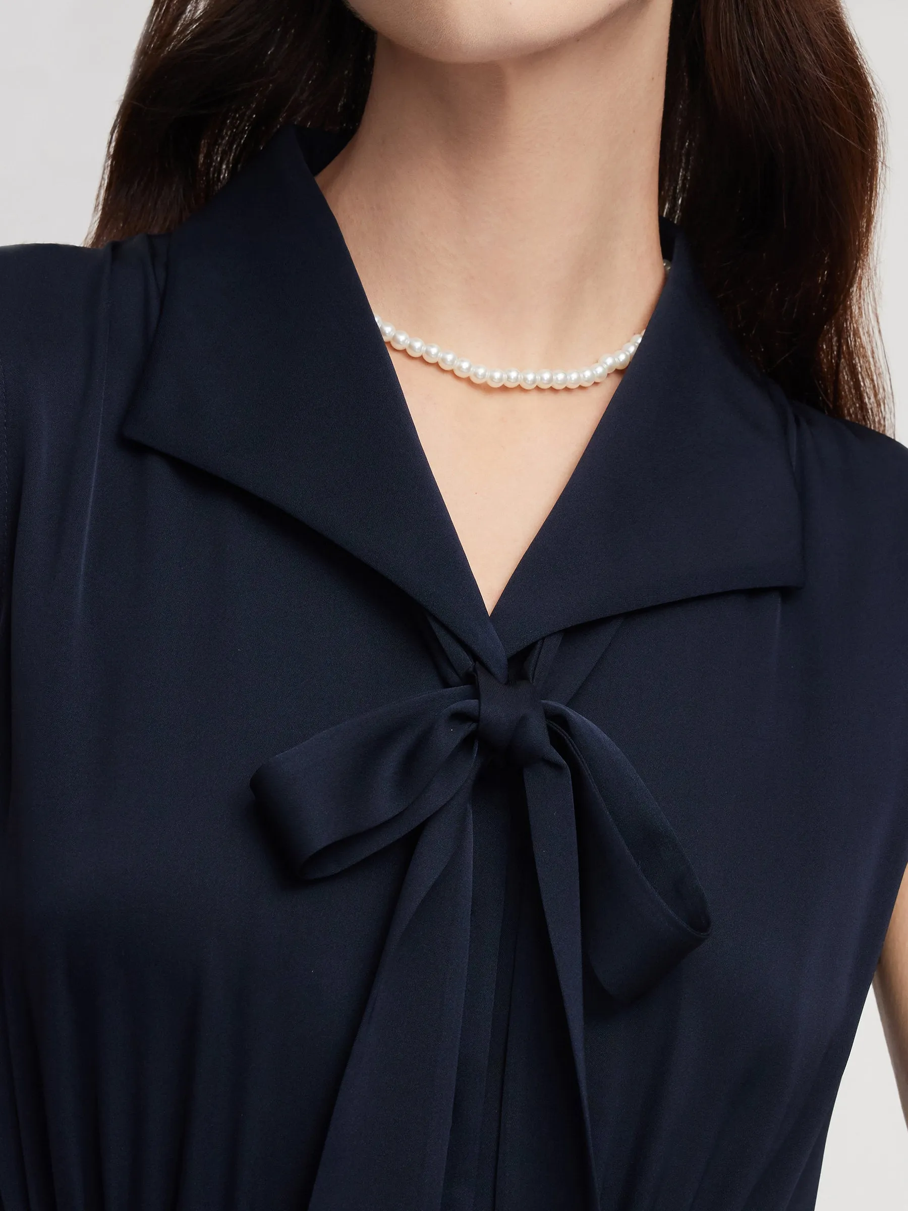 22MM Mulberry Silk Gathered Waist Women Sleeveless Maxi Dress sold by Goelia product image thumbnail 5